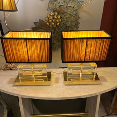 Pair of Vintage Murano Glass Table Lamps with our handcrafted Lampshades, 1970