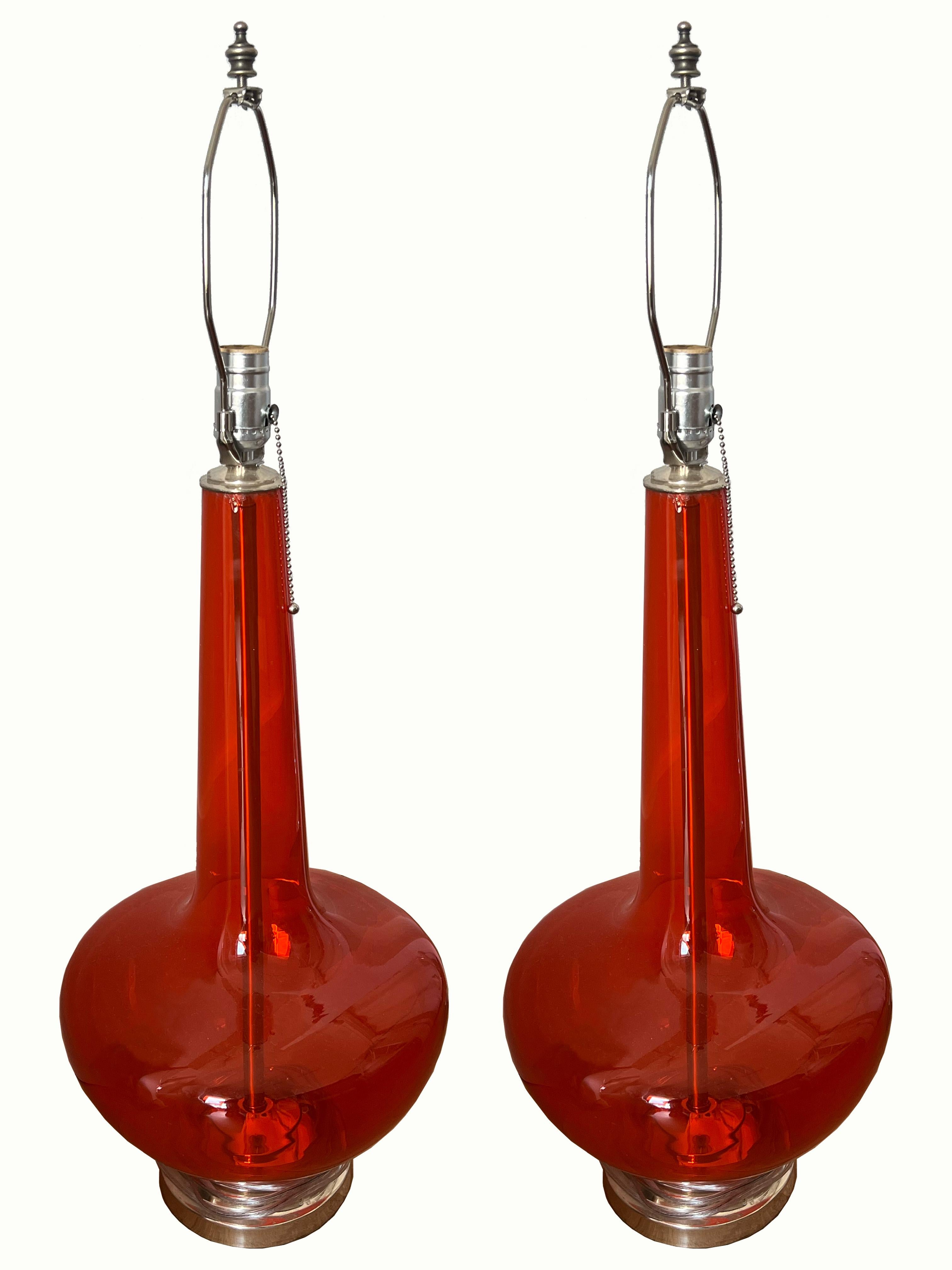 Pair of Vintage Murano Lamps In Excellent Condition For Sale In Shelter Island, NY