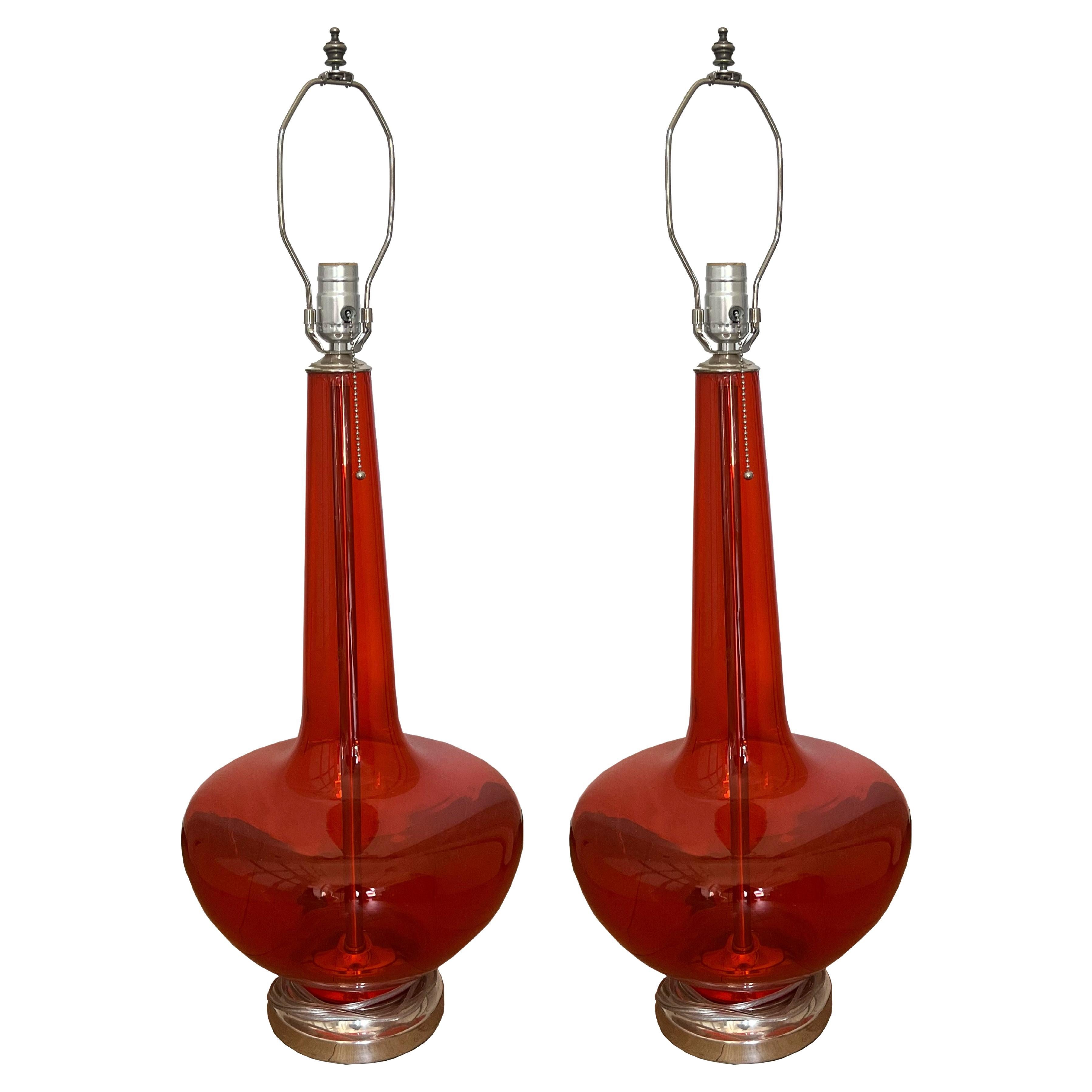 Pair of Vintage Murano Lamps For Sale
