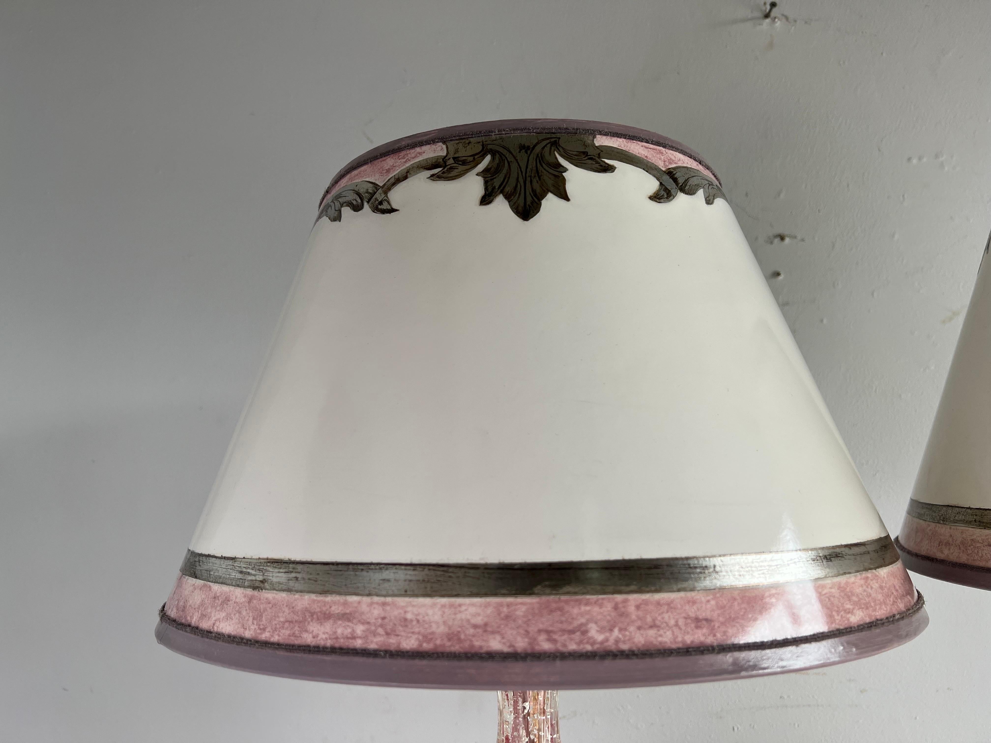 Paire de lampes vintage de Murano avec abat-jours en parchemin en vente 4
