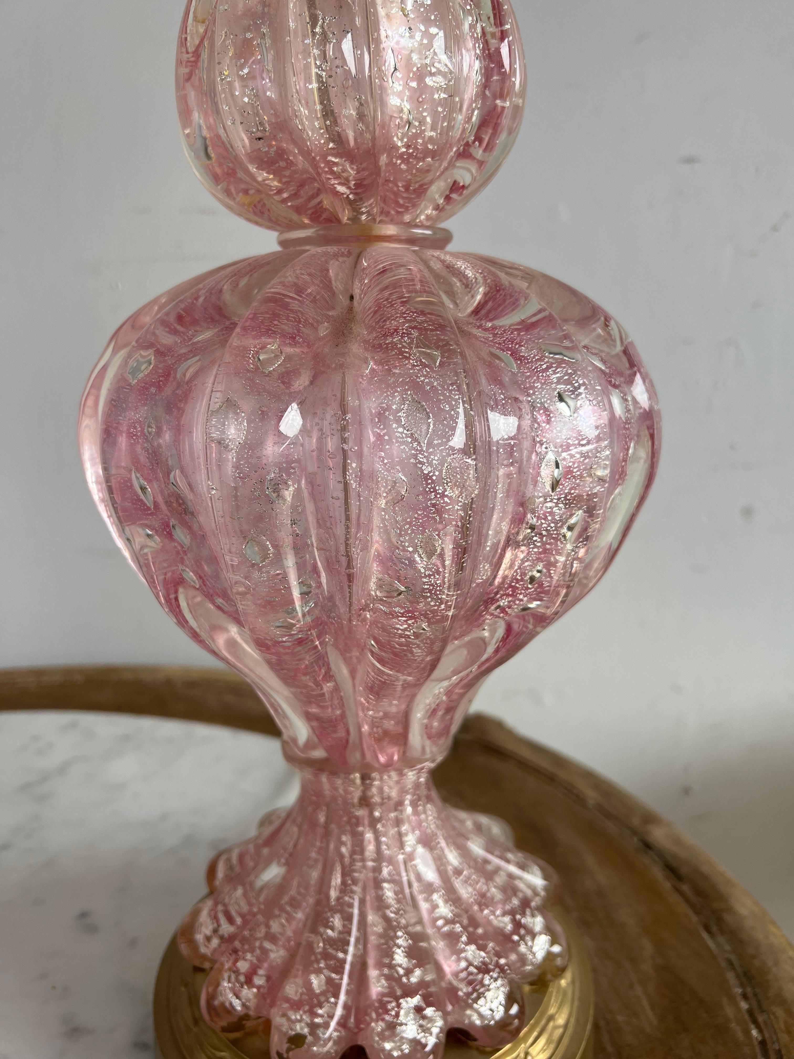 Pair of Vintage Murano Lamps w/ Parchment Shades In Good Condition For Sale In Los Angeles, CA