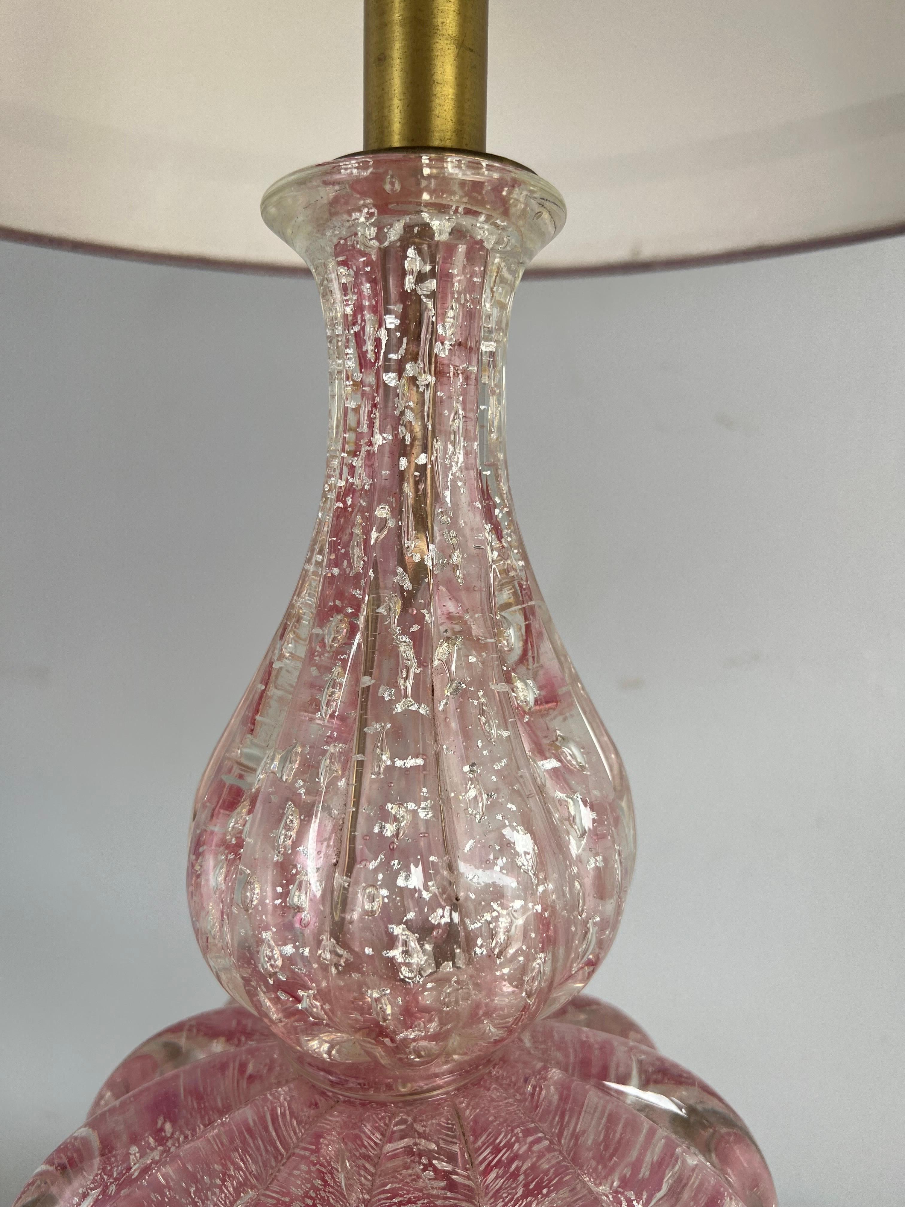 Pair of Vintage Murano Lamps w/ Parchment Shades For Sale 1