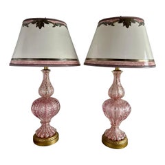 Paire de lampes vintage de Murano avec abat-jours en parchemin