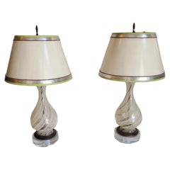 Pair of Vintage Murano Lattochino Lamps