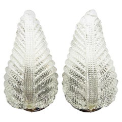 Pair of Vintage Murano Leaf Wall Sconces Attributed to Barovier