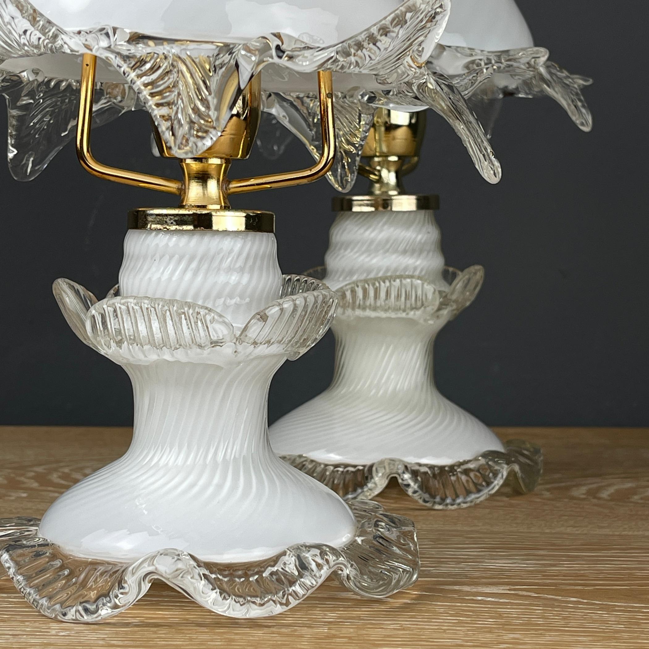 Pair of vintage murano night table lamp Italy 1980s  For Sale 4