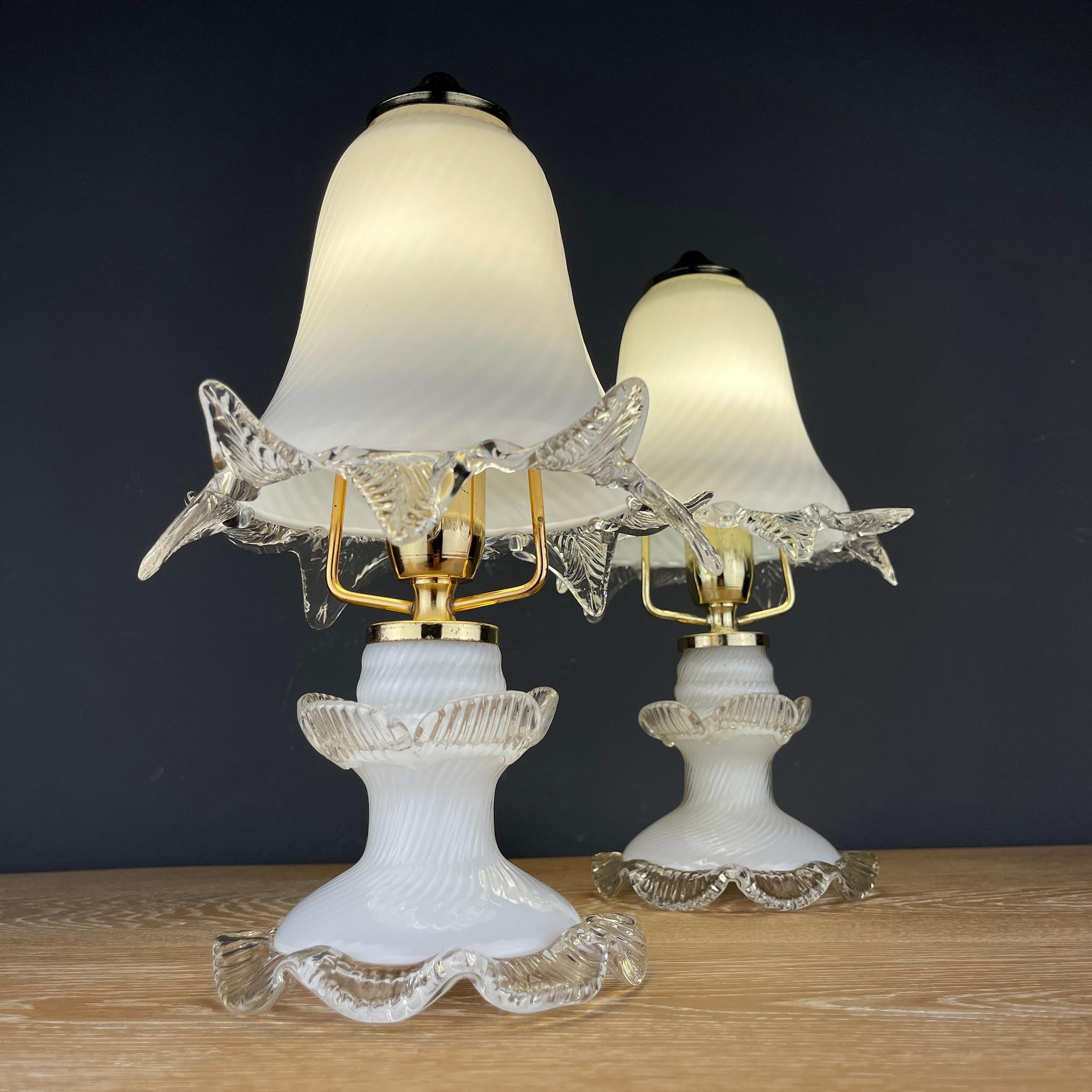 Pair of vintage murano night table lamp Italy 1980s  For Sale 6