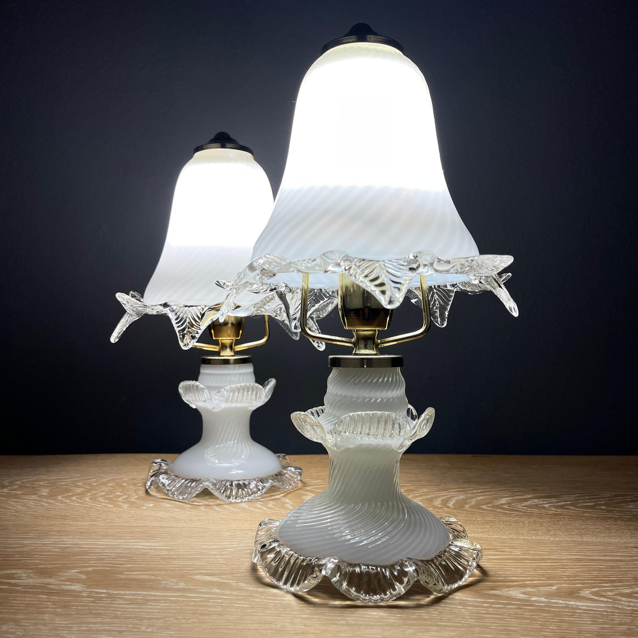 Italian Pair of vintage murano night table lamp Italy 1980s  For Sale