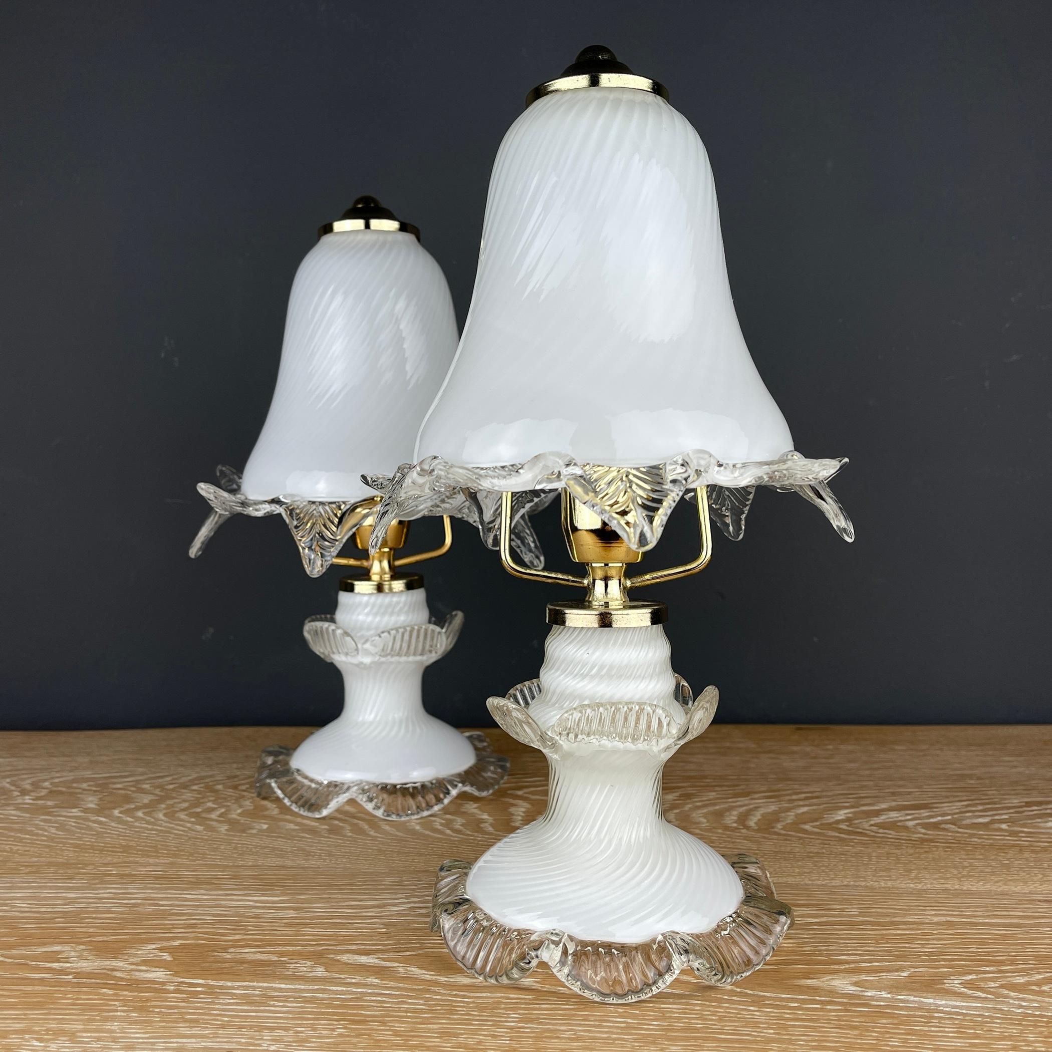 Pair of vintage murano night table lamp Italy 1980s  In Good Condition For Sale In Miklavž Pri Taboru, SI