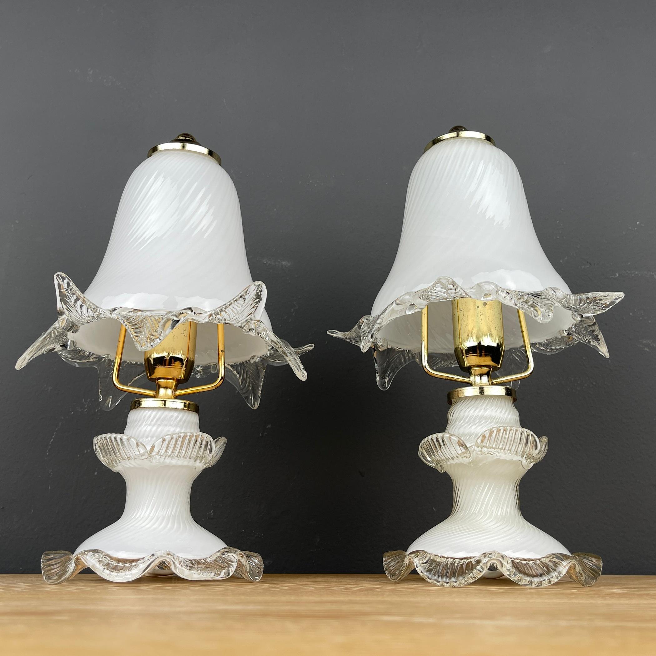 Pair of vintage murano night table lamp Italy 1980s  For Sale 2
