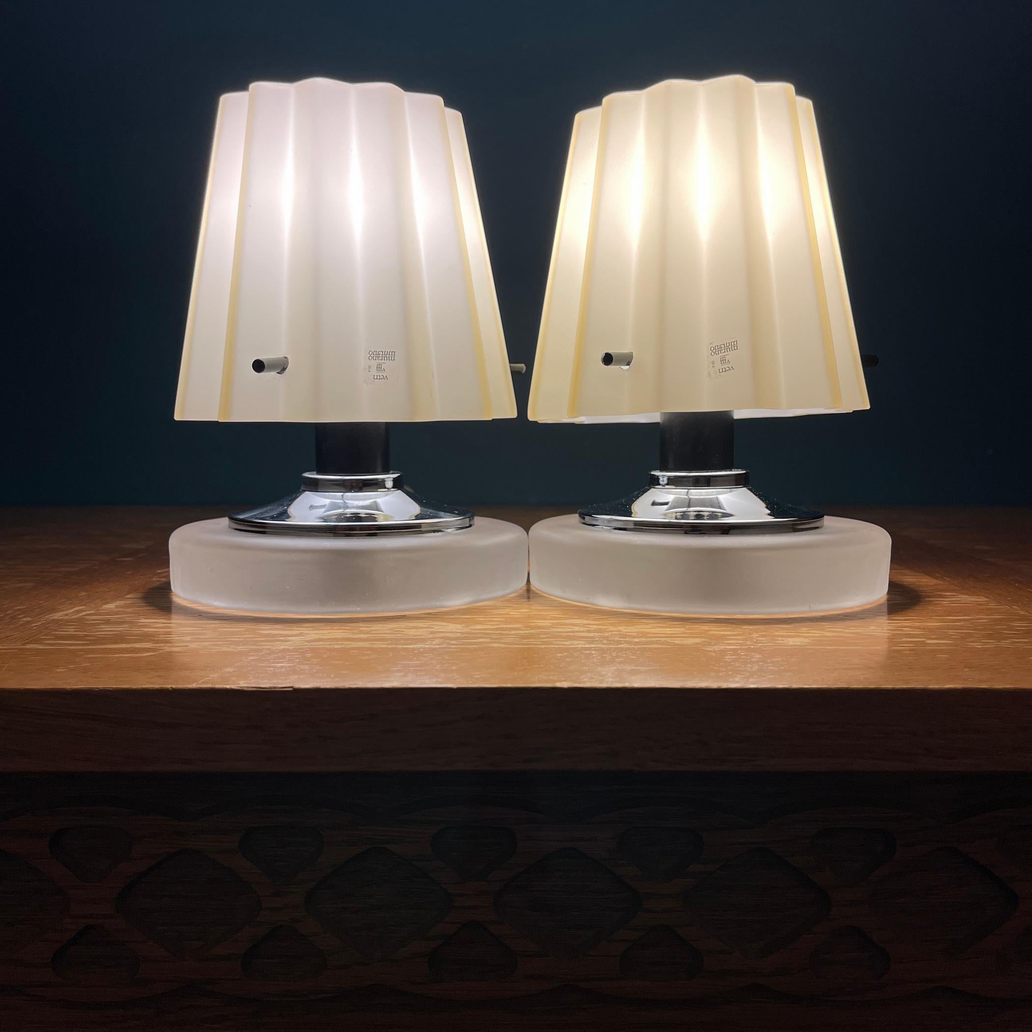 Pair of Vintage Murano Night Table Lamps Vetri Murano, Italy, 1980s 3