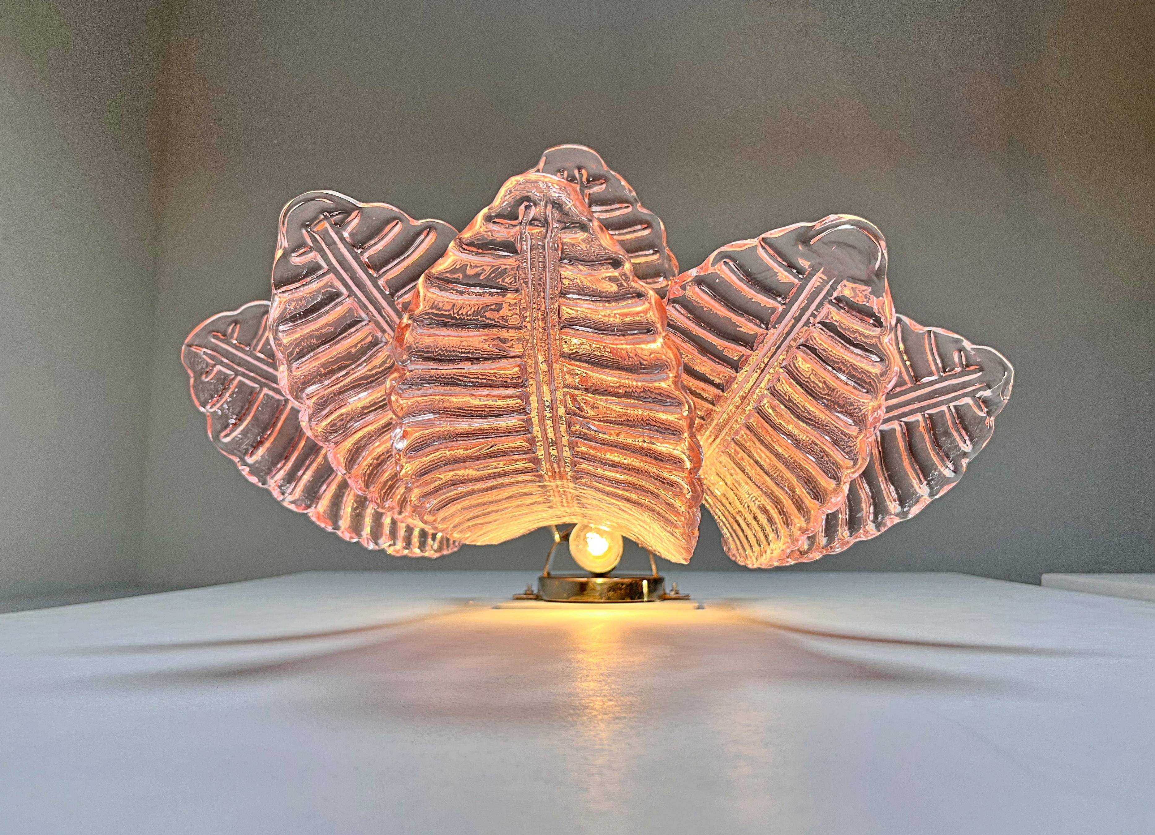 Pair of vintage Murano pink Felci Glass wall sconces For Sale 10