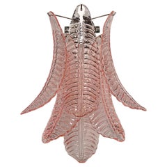 Pair of vintage Murano pink Felci Glass wall sconces