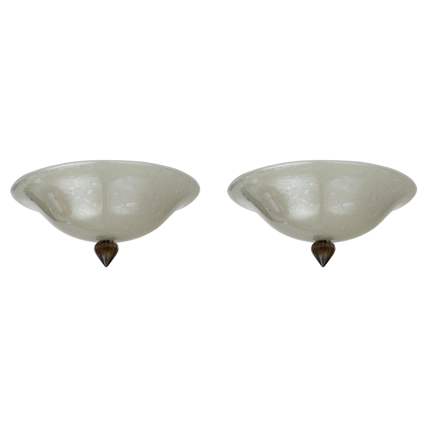 Pair of Vintage Murano Pulegoso Ceiling Fixtures, UL Certified