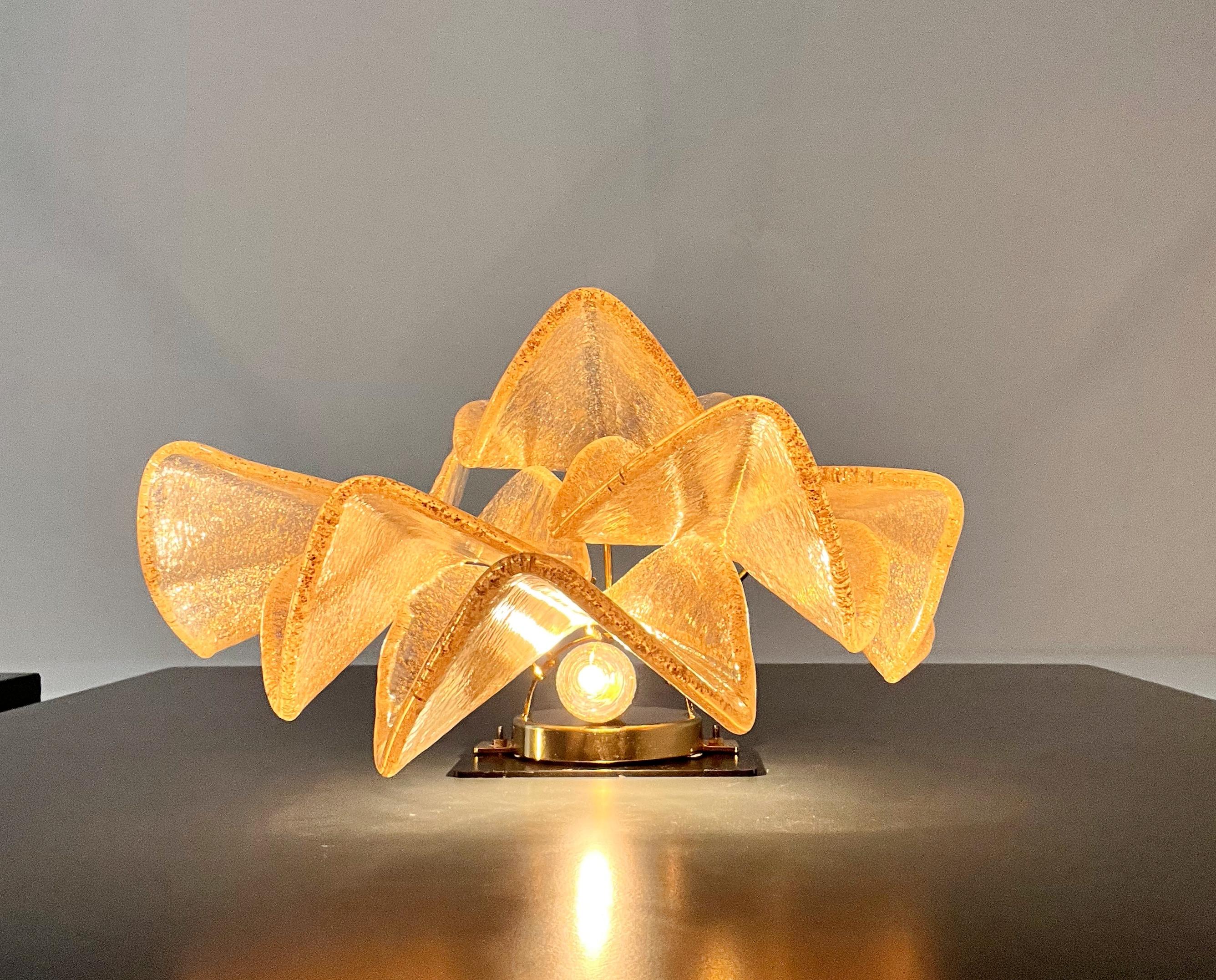 Pair of vintage Murano Rondini wall sconces – gold glass petals For Sale 9