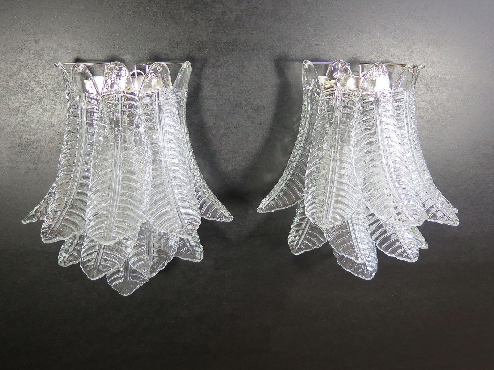Pair of Vintage Murano Six-Tier Felci Wall Sconce In Good Condition In Gaiarine Frazione Francenigo (TV), IT