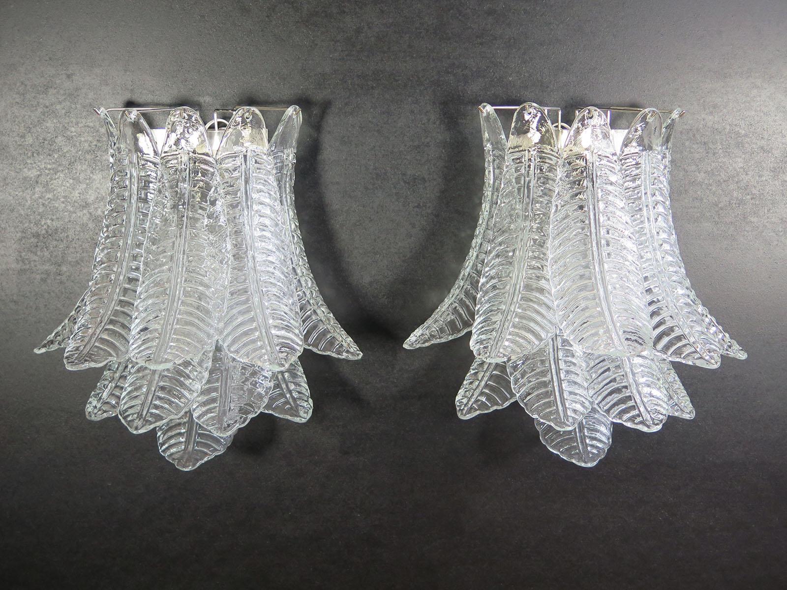 Late 20th Century Pair of Vintage Murano Six-Tier Felci Wall Sconce