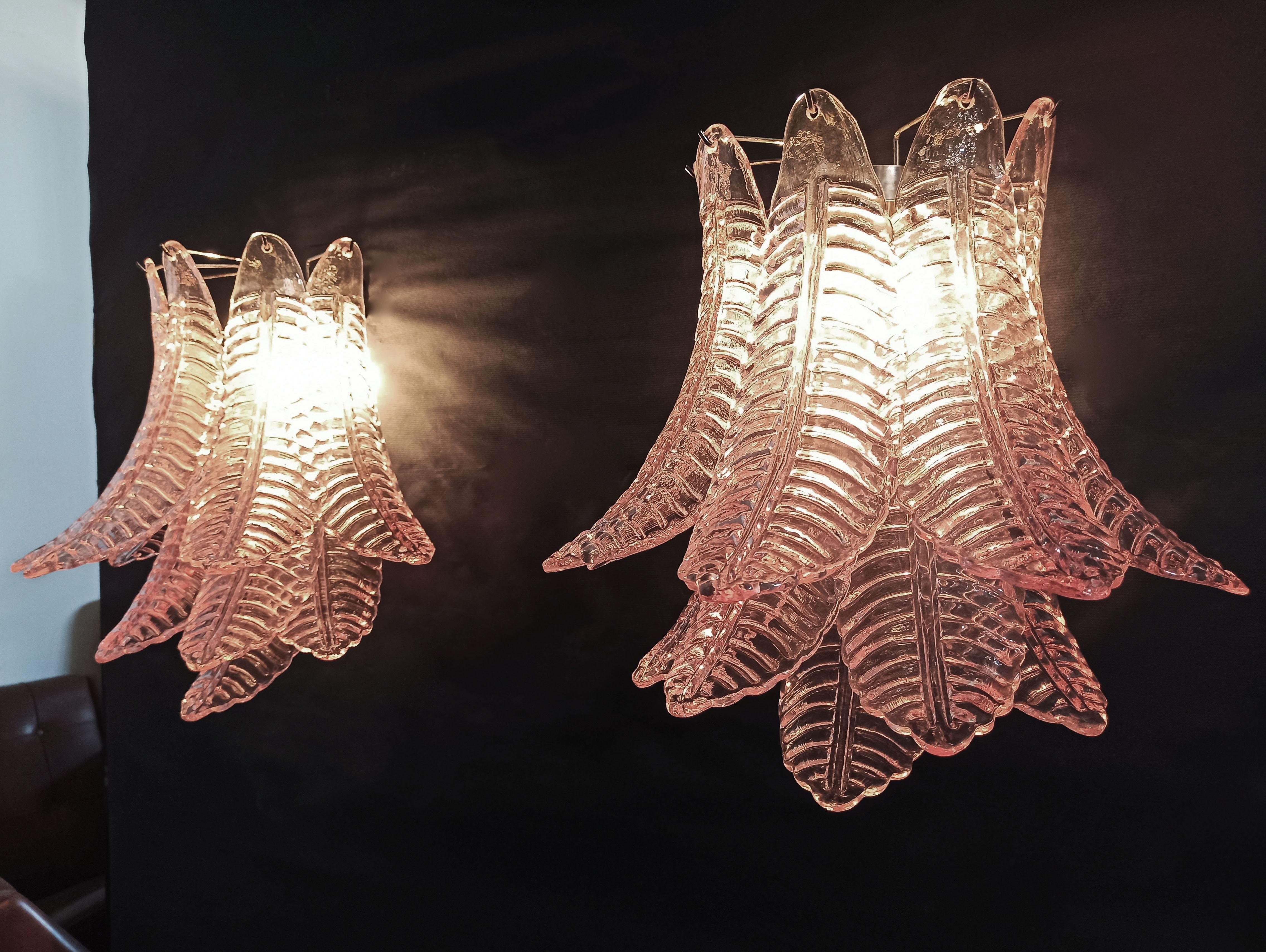 Pair of Vintage Murano Six-Tier Felci Wall Sconce, Pink Glasses 7