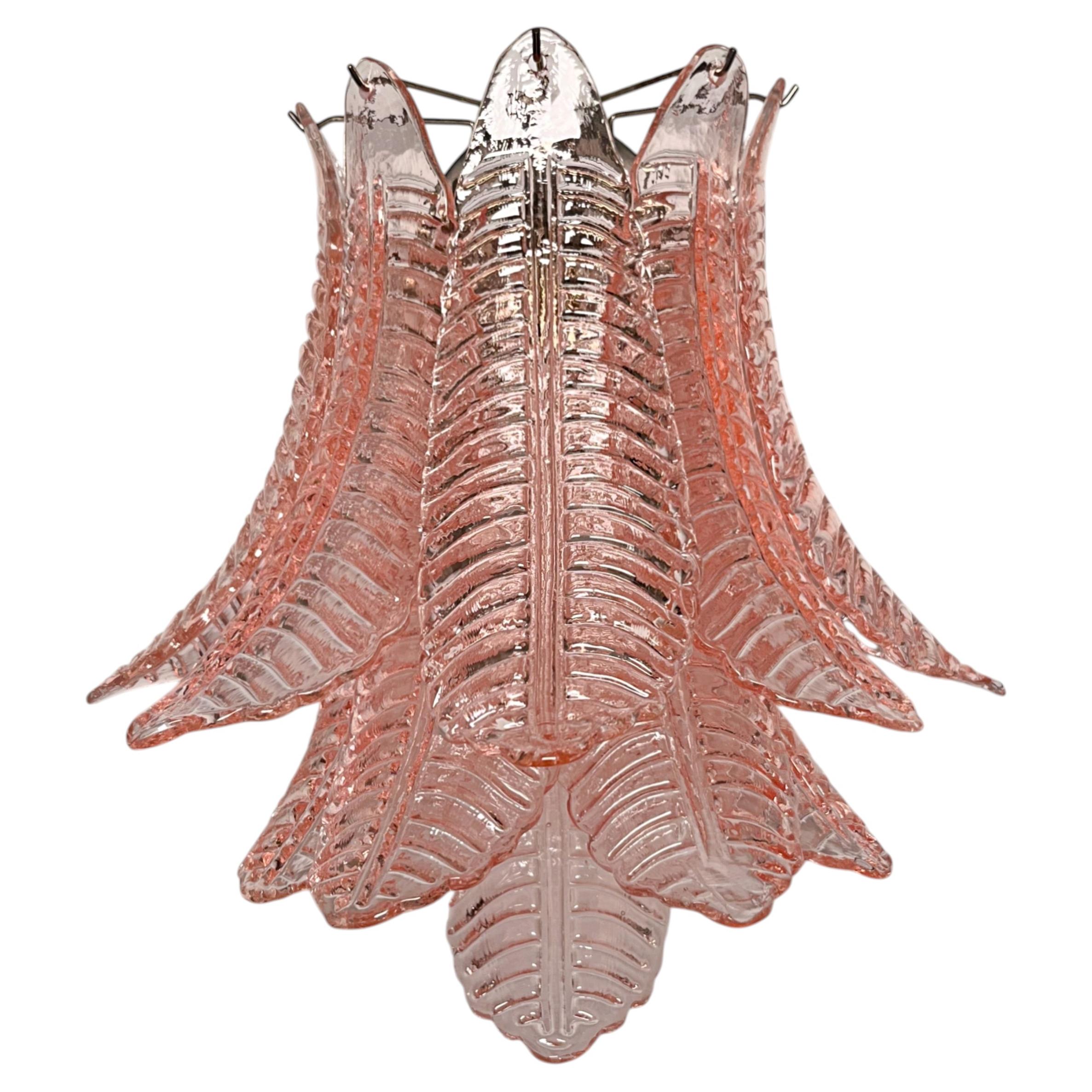 Pair of vintage Murano Six-Tier Felci wall sconce - pink glasses