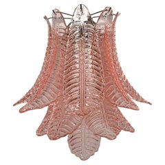 Pair of vintage Murano Six-Tier Felci wall sconce - pink glasses