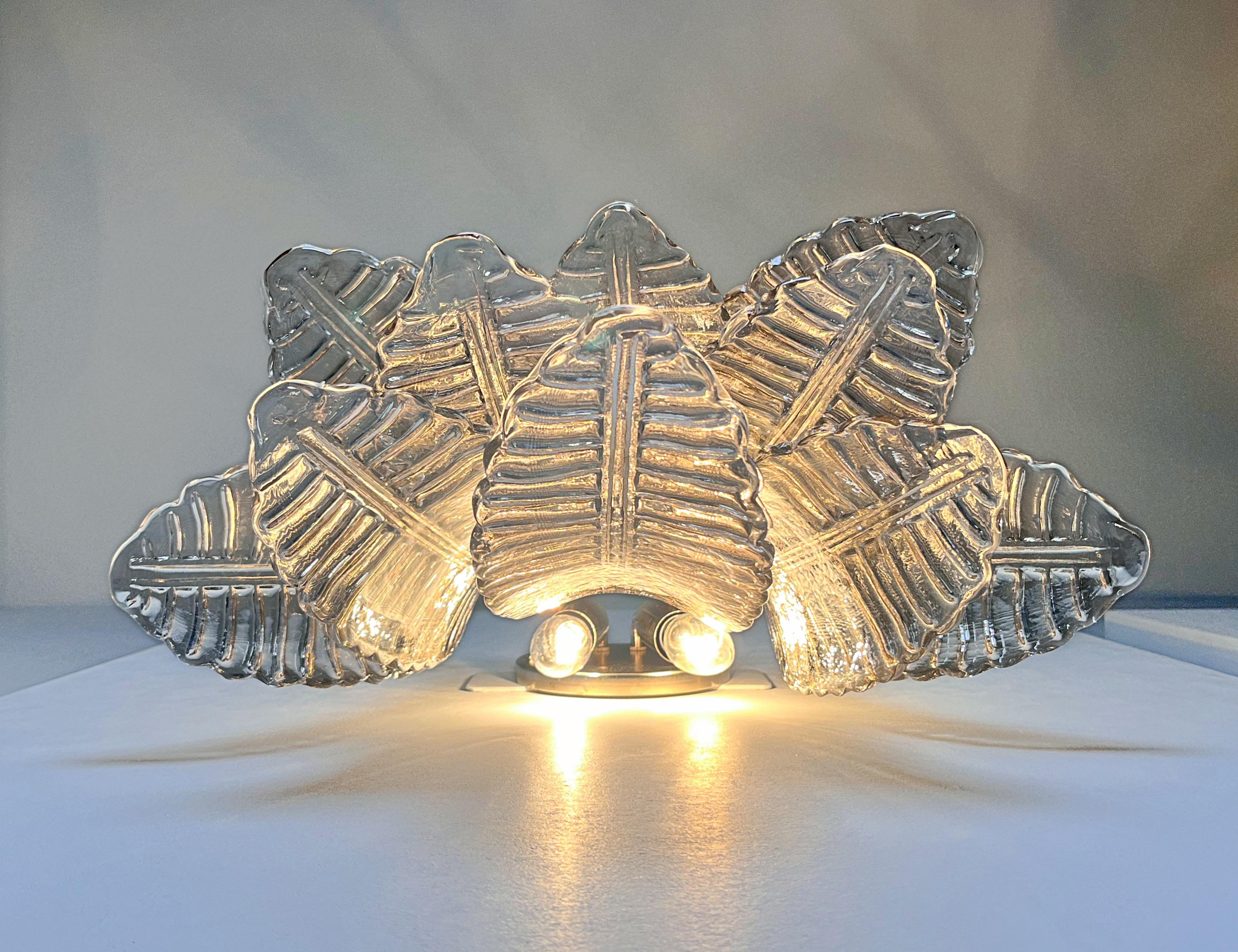 Coppia di applique Felci a sei livelli di Murano vintage - vetri fumé in vendita 11