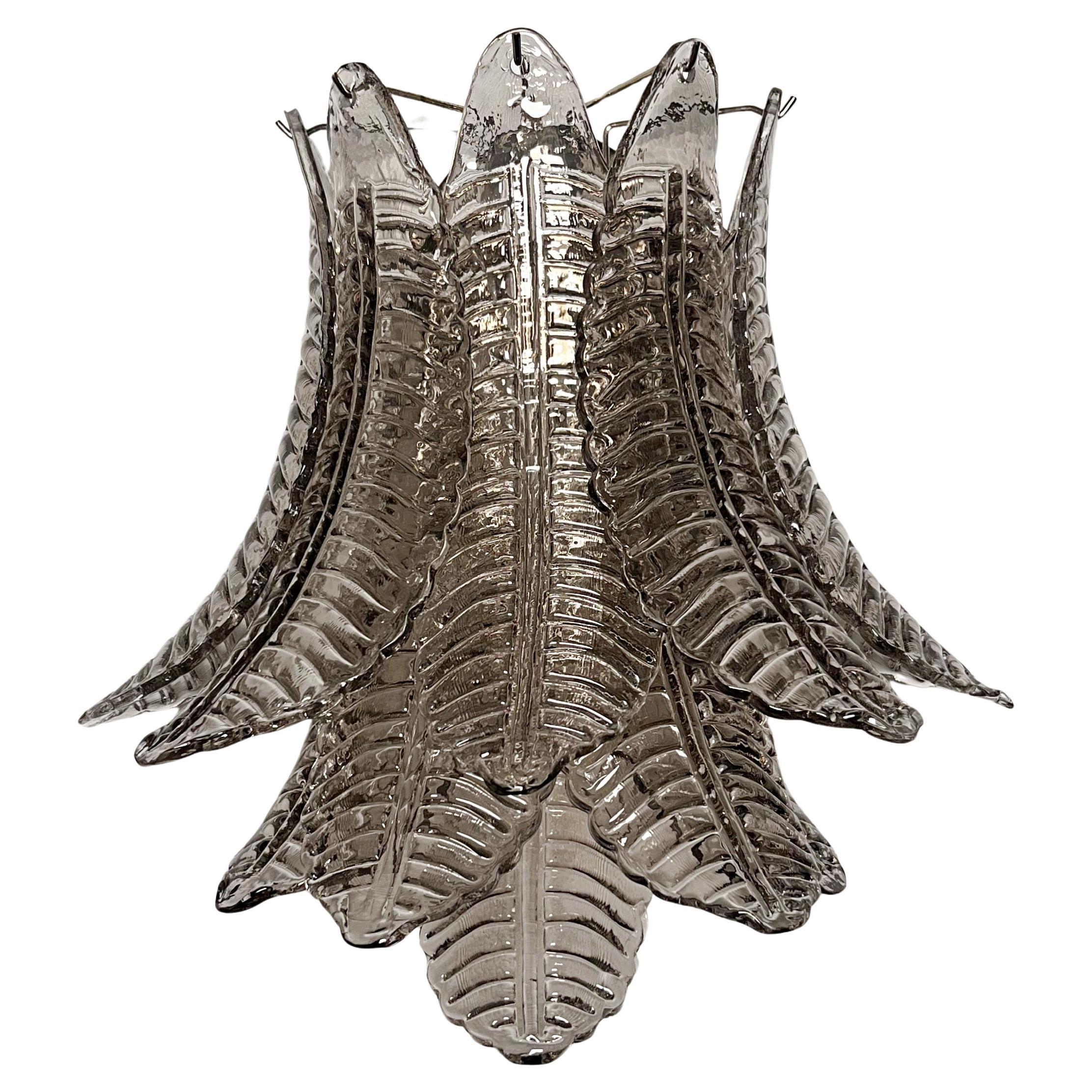 Coppia di applique Felci a sei livelli di Murano vintage - vetri fumé