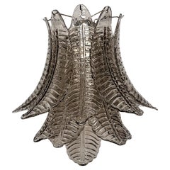 Coppia di applique Felci a sei livelli di Murano vintage - vetri fumé