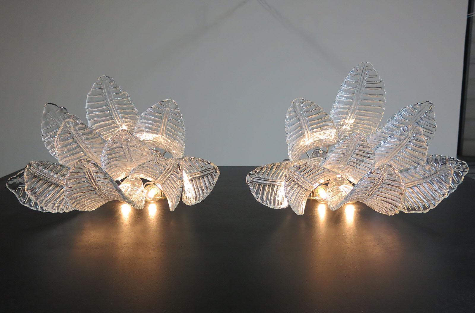 Pair of Vintage Murano Six-Tier Felci Wall Sconces For Sale 2