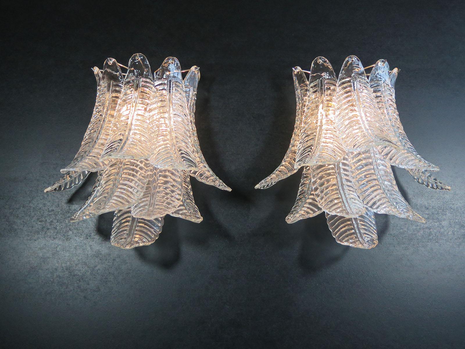 Pair of Vintage Murano Six-Tier Felci Wall Sconces For Sale 4