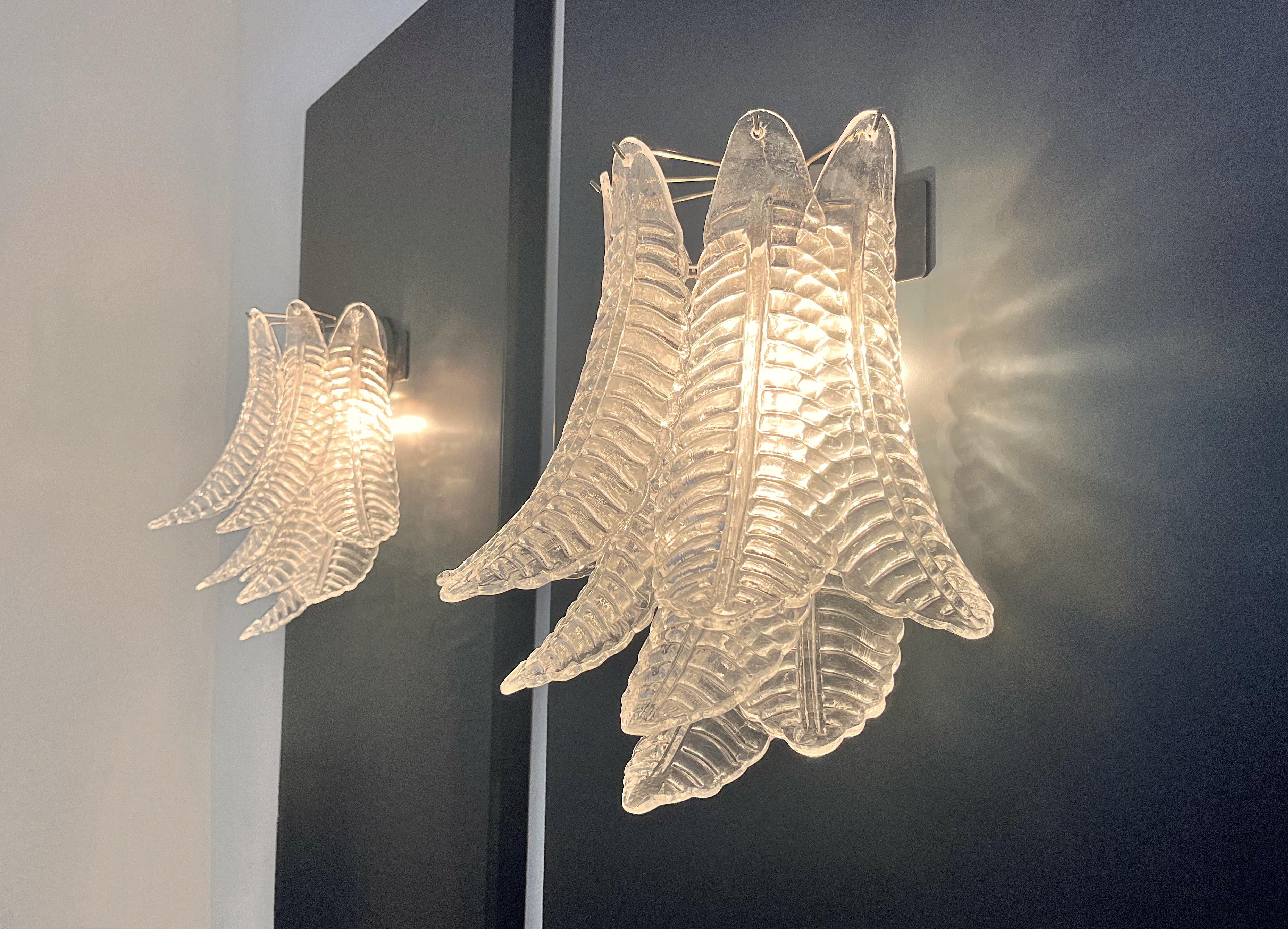 Coppia di applique Felci a sei piani di Murano d'epoca in vendita 4