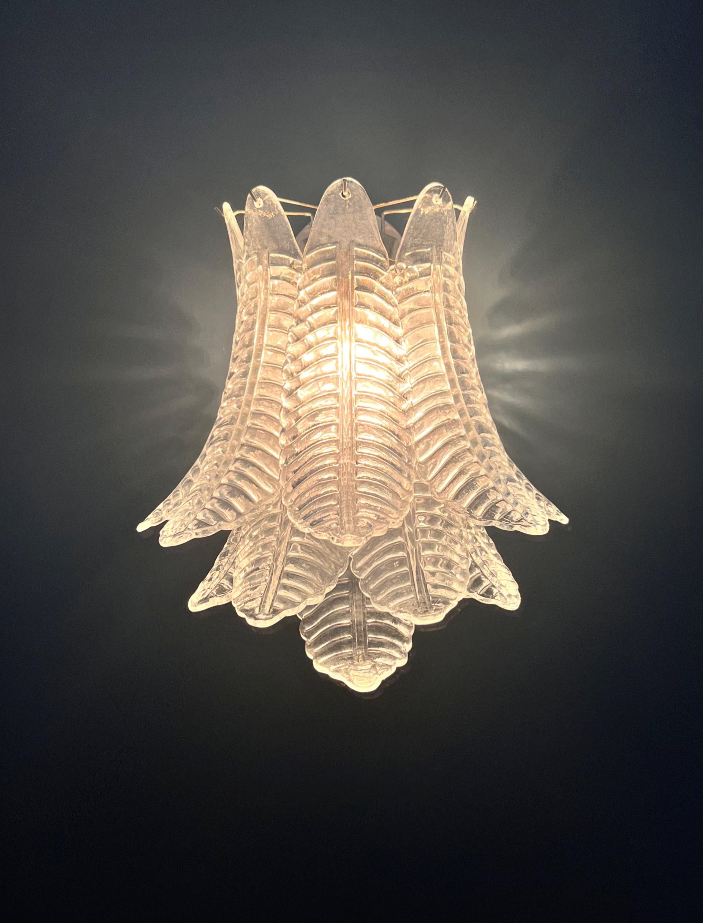 Coppia di applique Felci a sei piani di Murano d'epoca in vendita 5