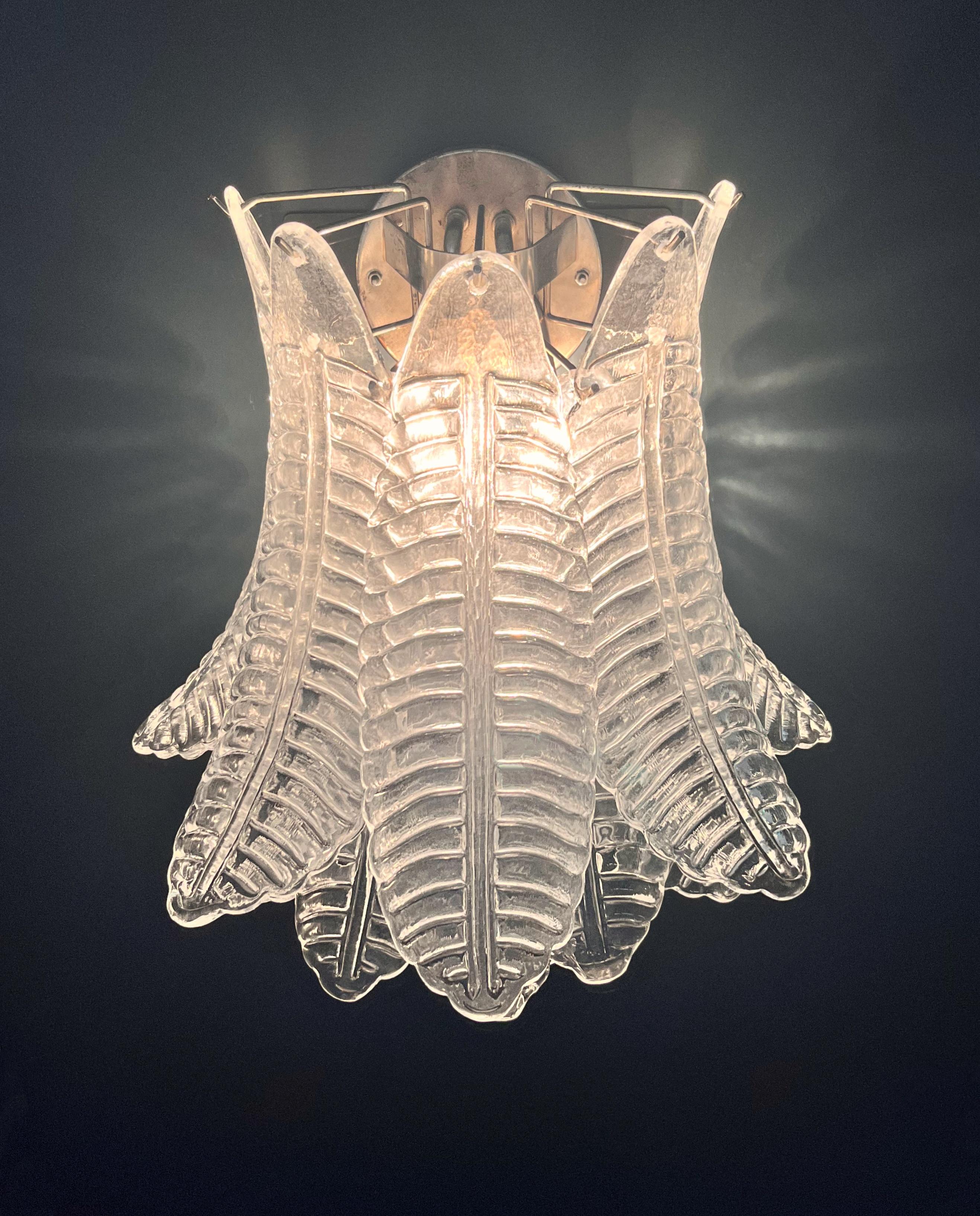 Coppia di applique Felci a sei piani di Murano d'epoca in vendita 8