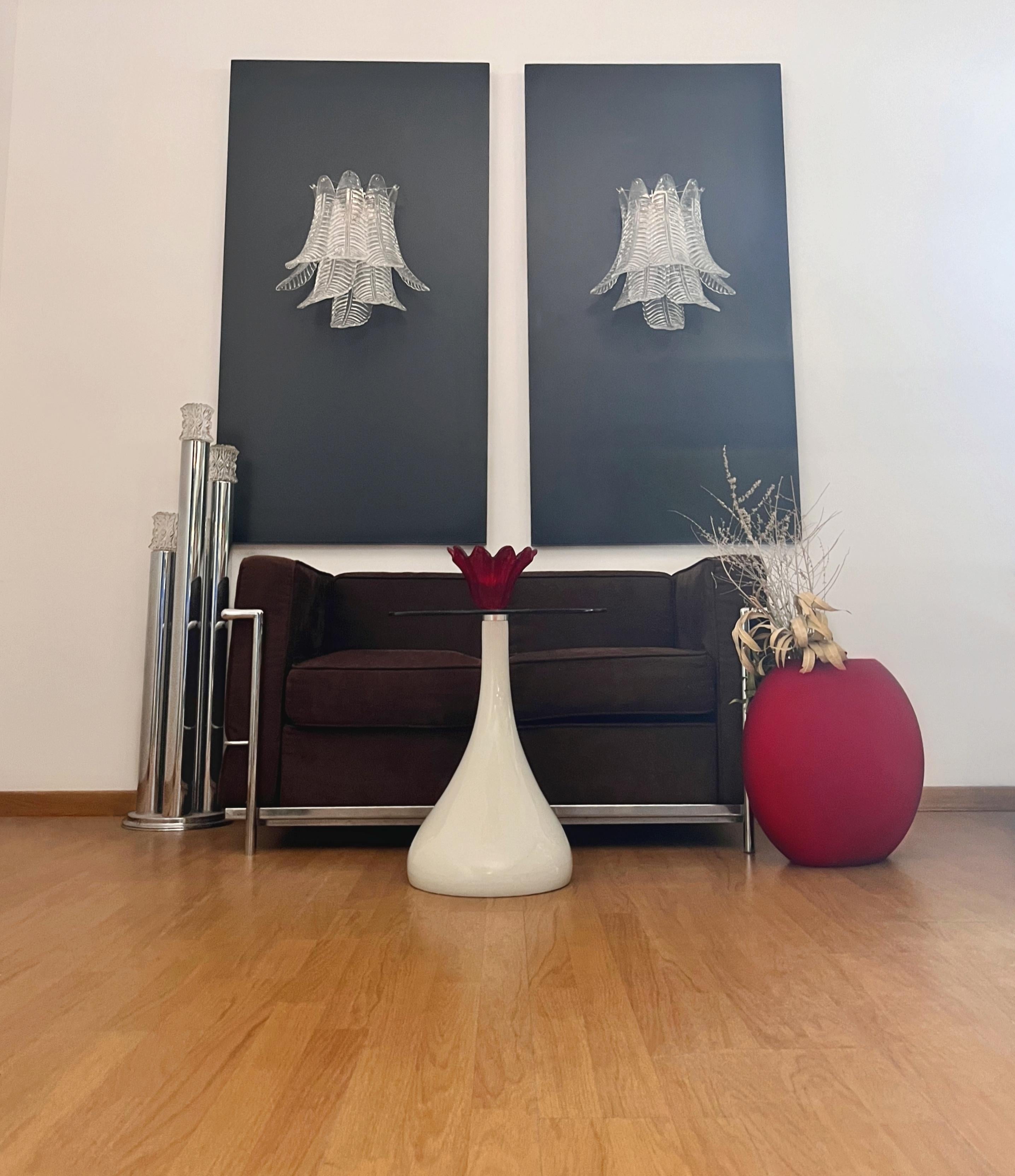 Mid-Century moderno Coppia di applique Felci a sei piani di Murano d'epoca in vendita