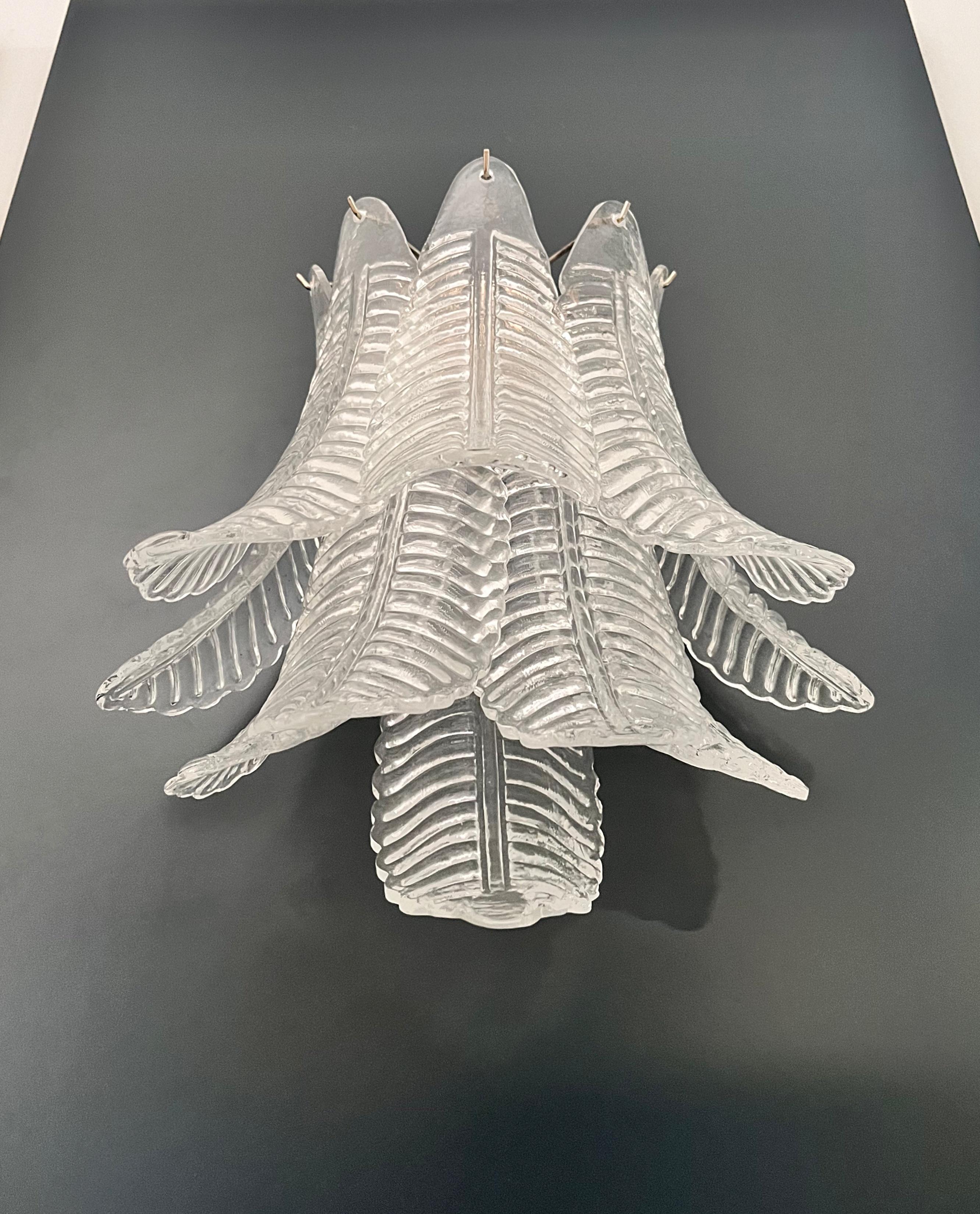 Vetro artistico Coppia di applique Felci a sei piani di Murano d'epoca in vendita