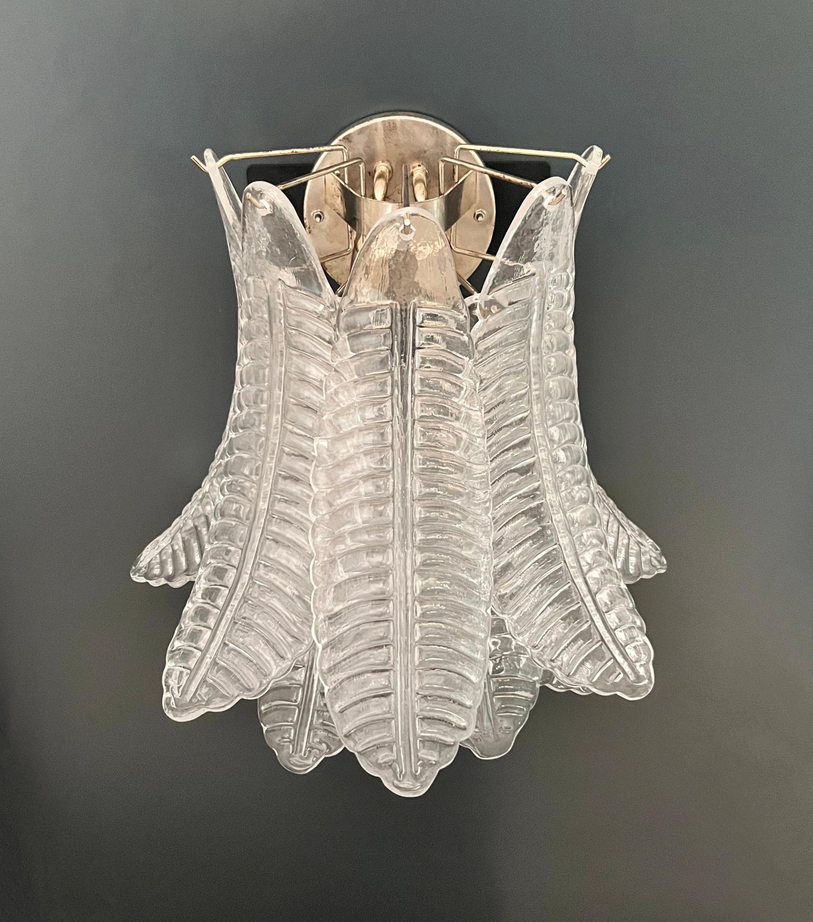 Coppia di applique Felci a sei piani di Murano d'epoca in vendita 1