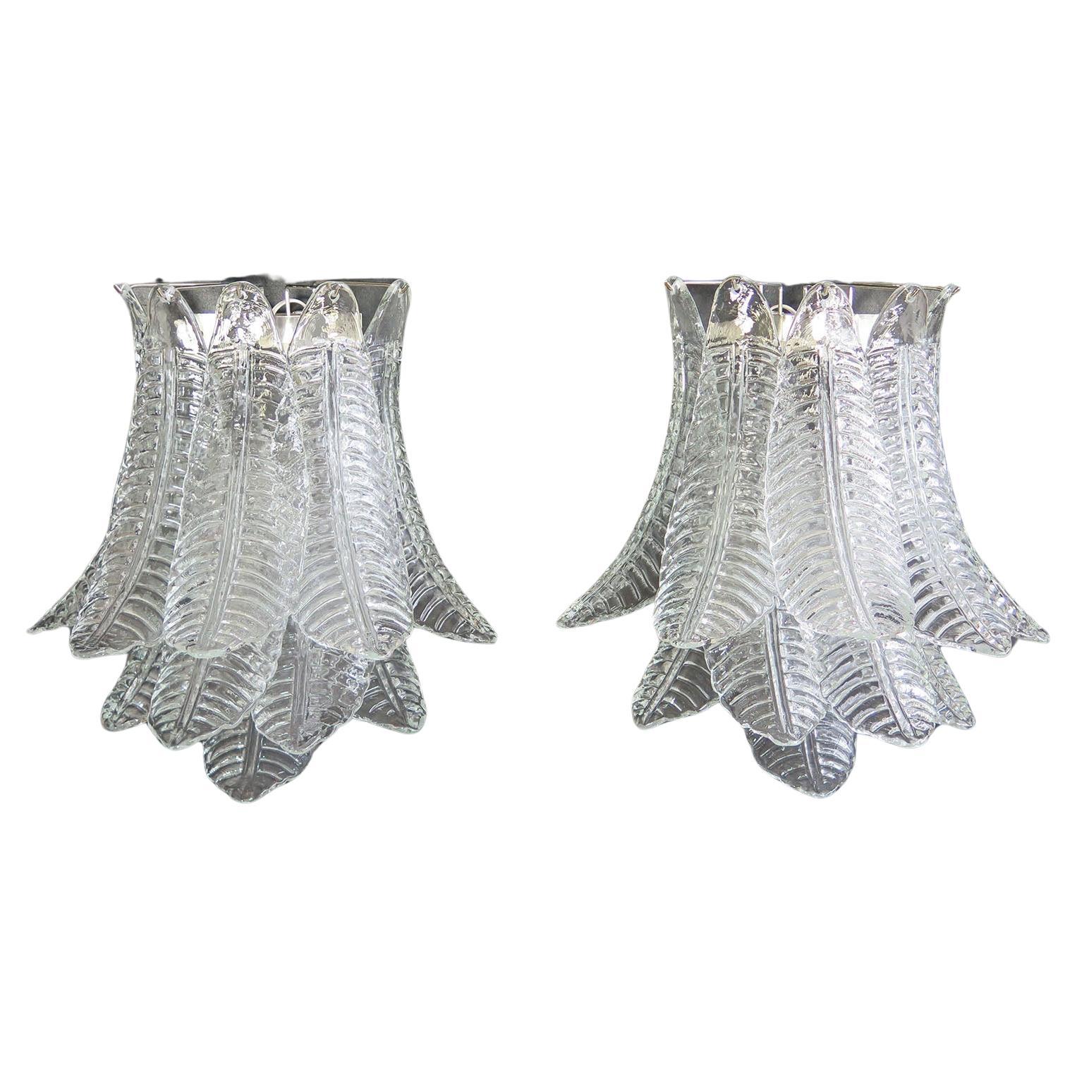 Pair of Vintage Murano Six-Tier Felci Wall Sconces For Sale