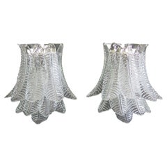 Pair of Vintage Murano Six-Tier Felci Wall Sconces
