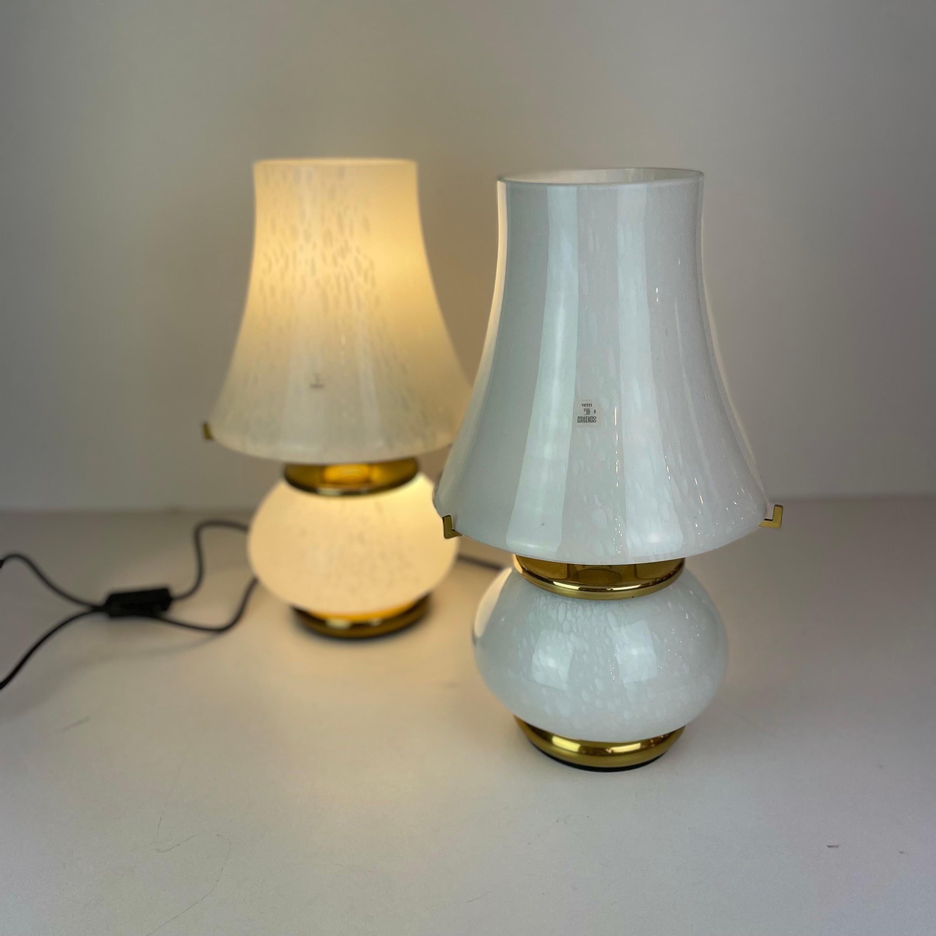Neoclassical Revival Pair of Vintage Murano Table Lamps from F. Fabbian, 1970's For Sale