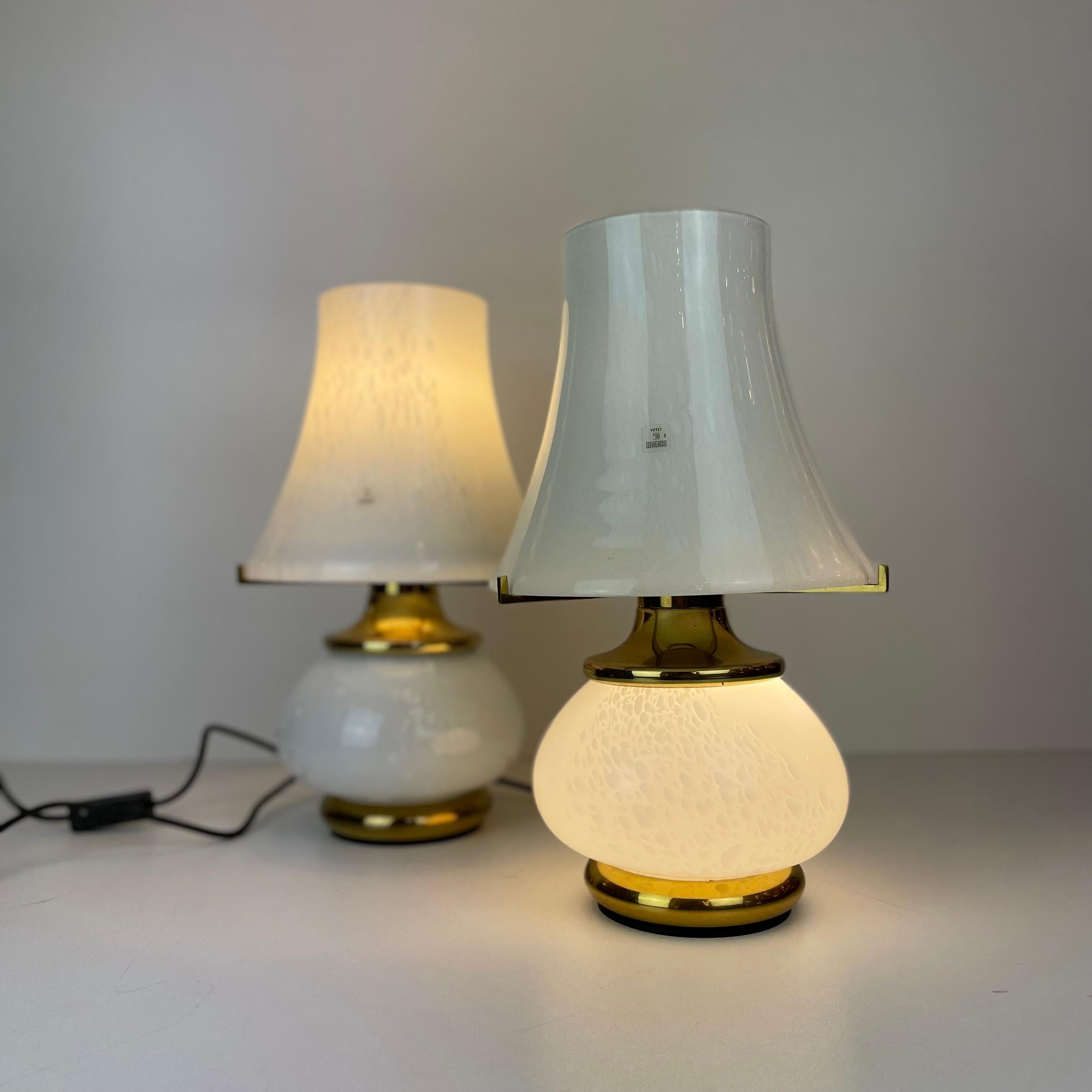 Italian Pair of Vintage Murano Table Lamps from F. Fabbian, 1970's For Sale
