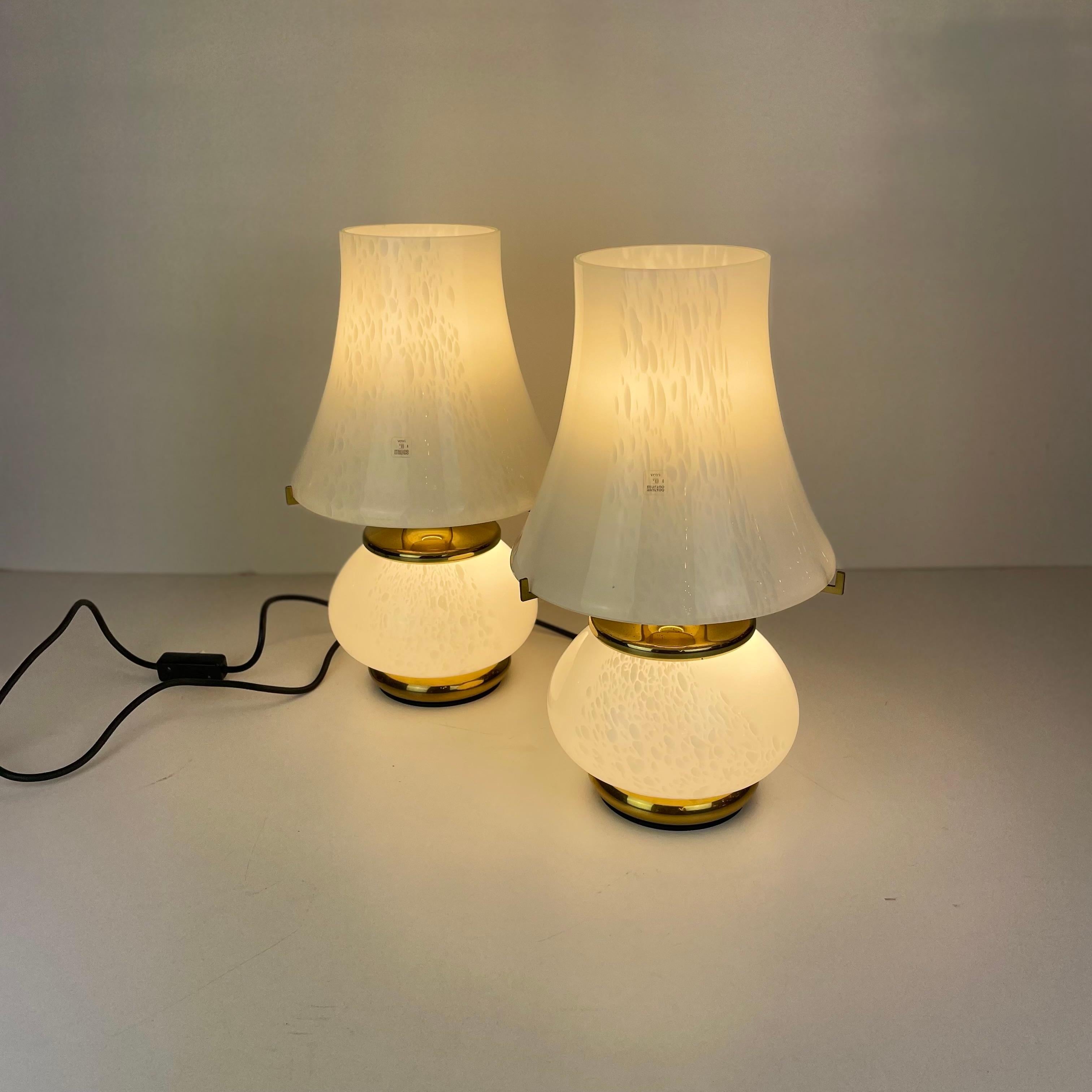 Pair of Vintage Murano Table Lamps from F. Fabbian, 1970's In Good Condition For Sale In Brussel, BE