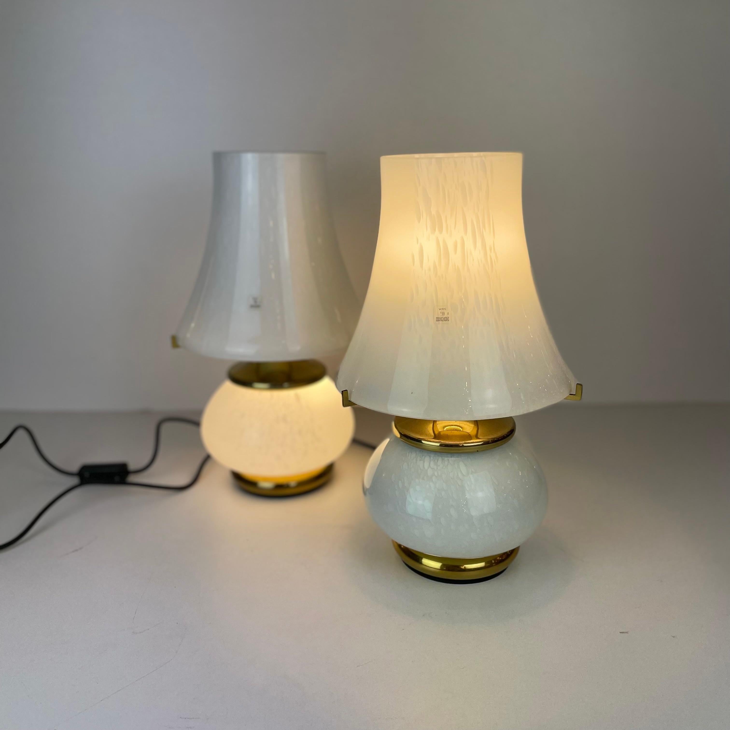 Late 20th Century Pair of Vintage Murano Table Lamps from F. Fabbian, 1970's For Sale