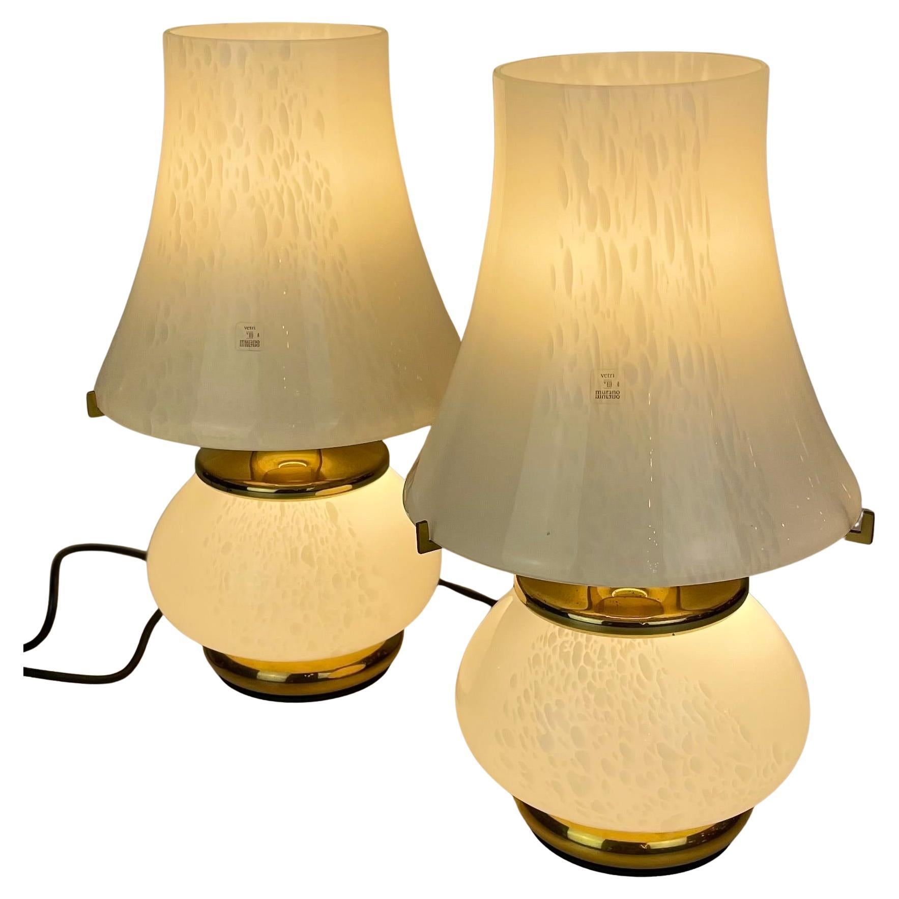 Pair of Vintage Murano Table Lamps from F. Fabbian, 1970's