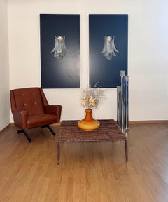 Pair of vintage Murano trasparent Felci wall sconces