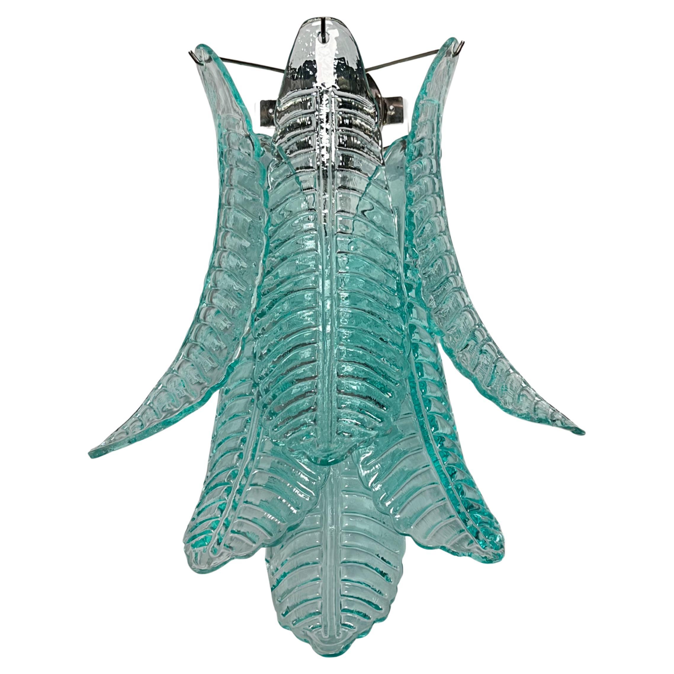 Paire d
appliques murales vintage en verre Murano turquoise Felci