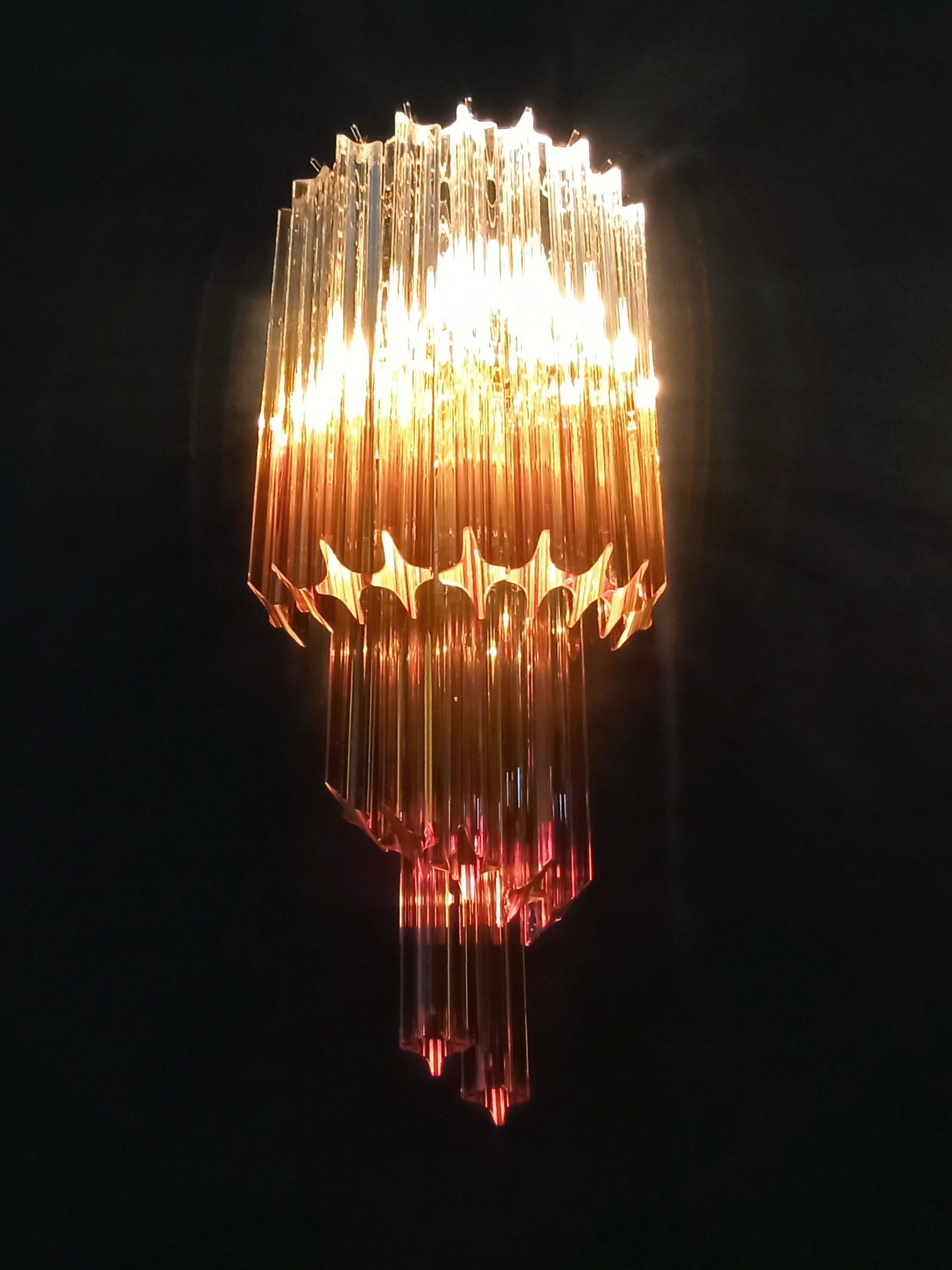 Pair of Vintage Murano Wall Sconce, 32 Quadriedri Trasparent and Amber Prism For Sale 7