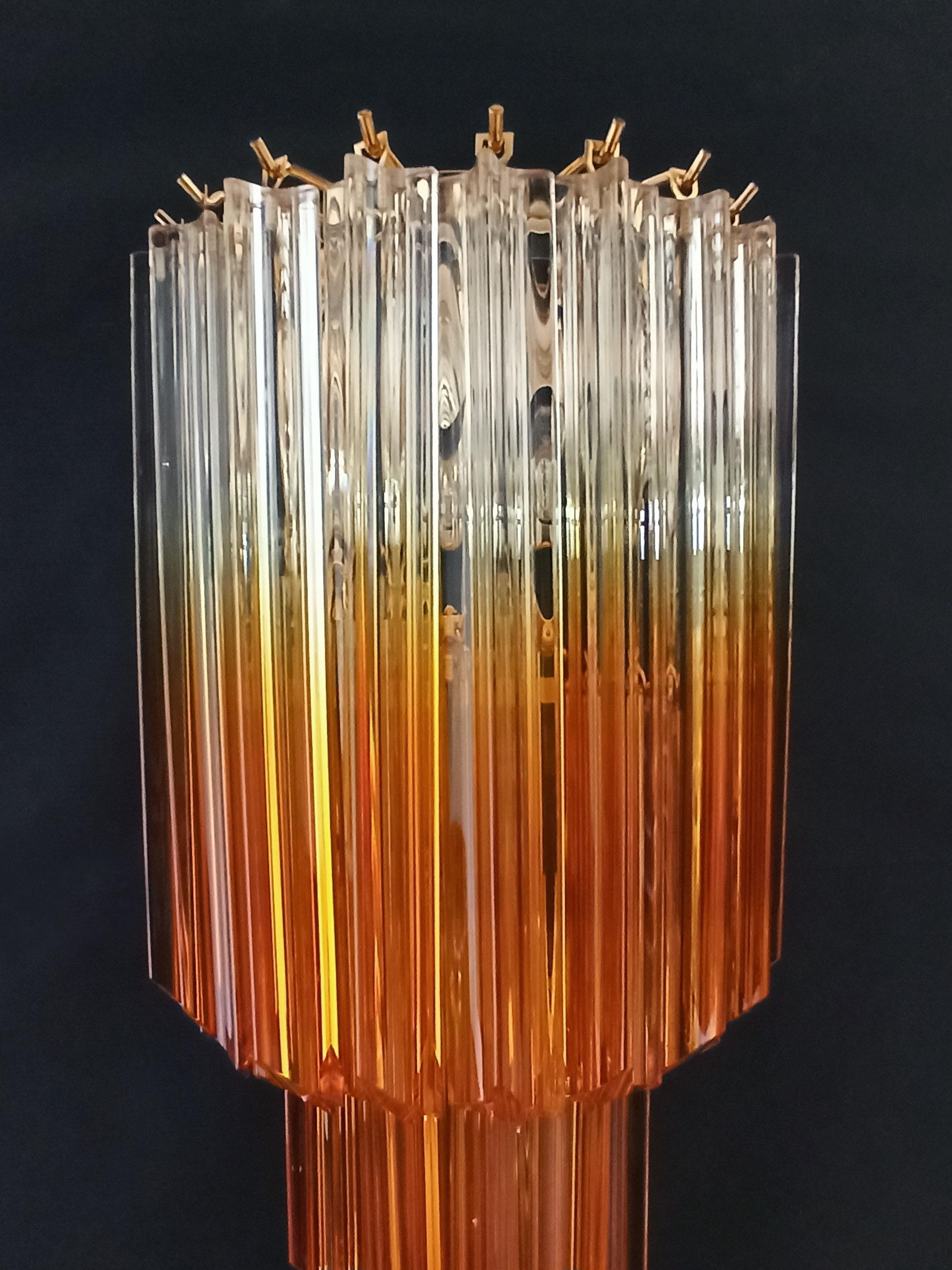 Pair of Vintage Murano Wall Sconce, 32 Quadriedri Trasparent and Amber Prism For Sale 9