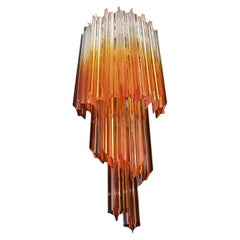 Pair of vintage Murano wall sconce - 32 quadriedri trasparent and amber prism