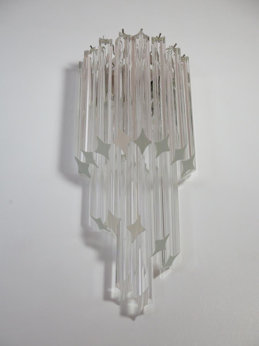 Pareja de Aplique de Murano Vintage, Prisma Trasparente 32 Quadriedri Italiano en venta