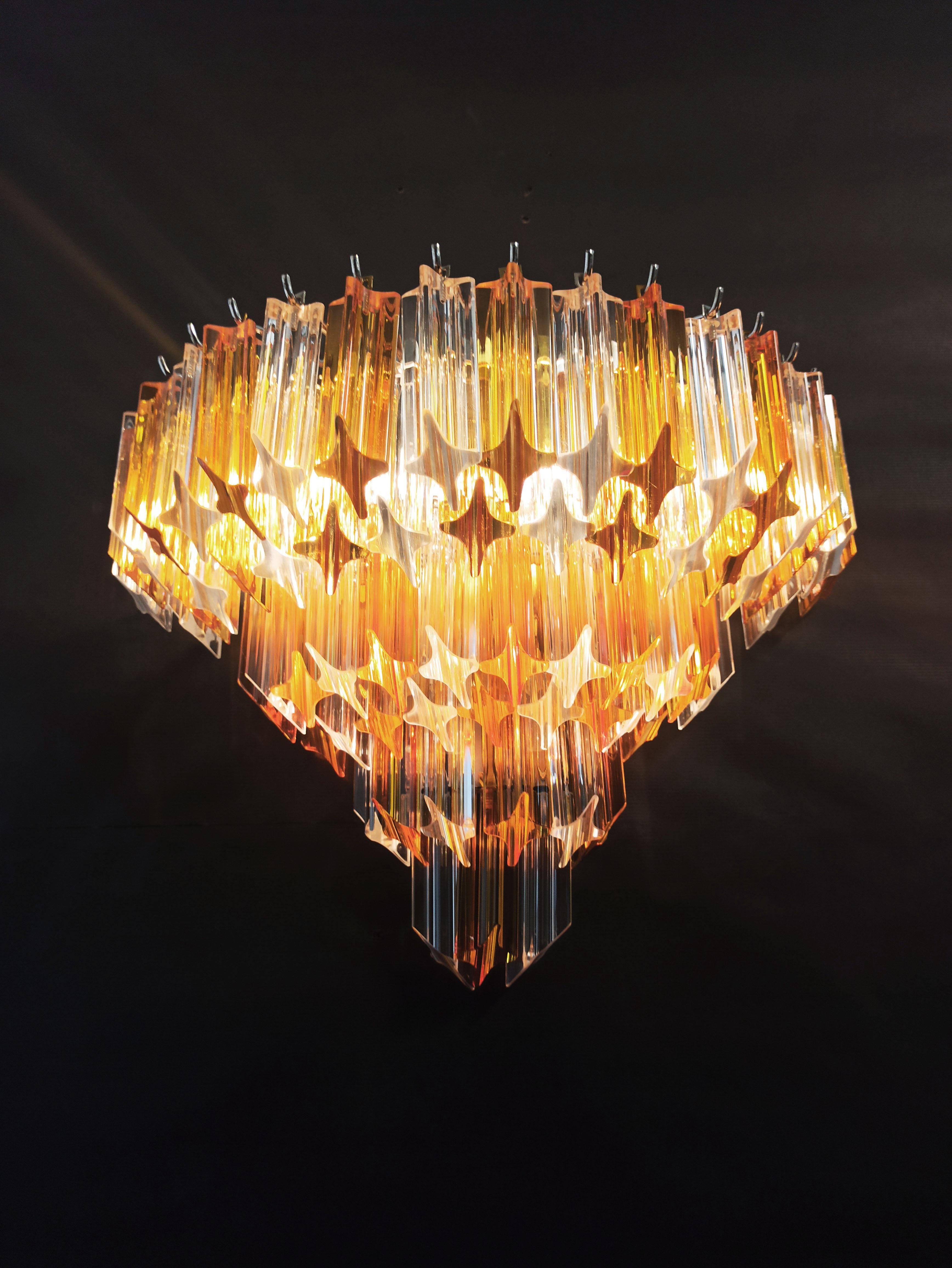 Pair of Vintage Murano Wall Sconce, 63 Clear and Amber Quadriedri For Sale 9
