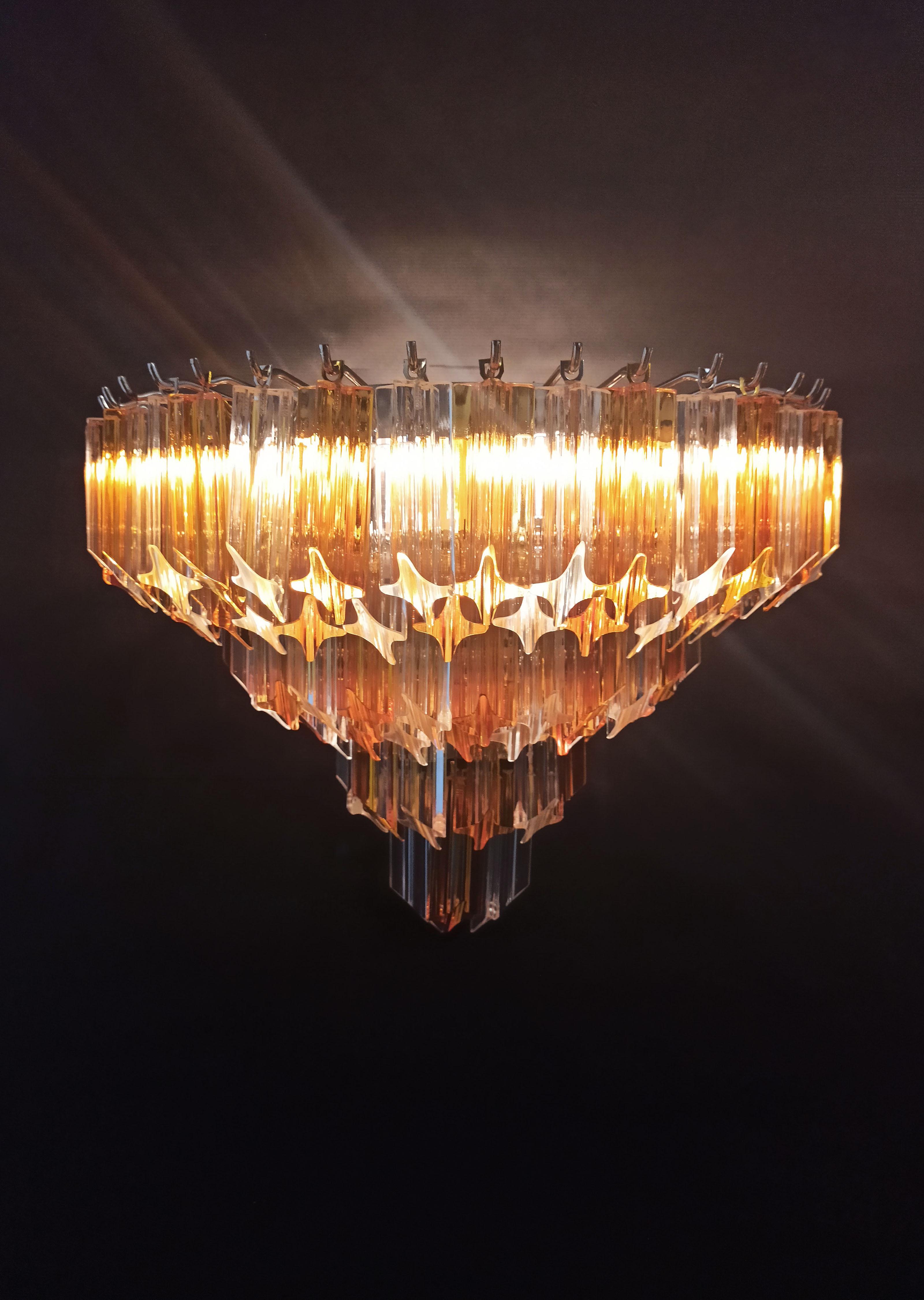 Pair of Vintage Murano Wall Sconce, 63 Clear and Amber Quadriedri For Sale 10